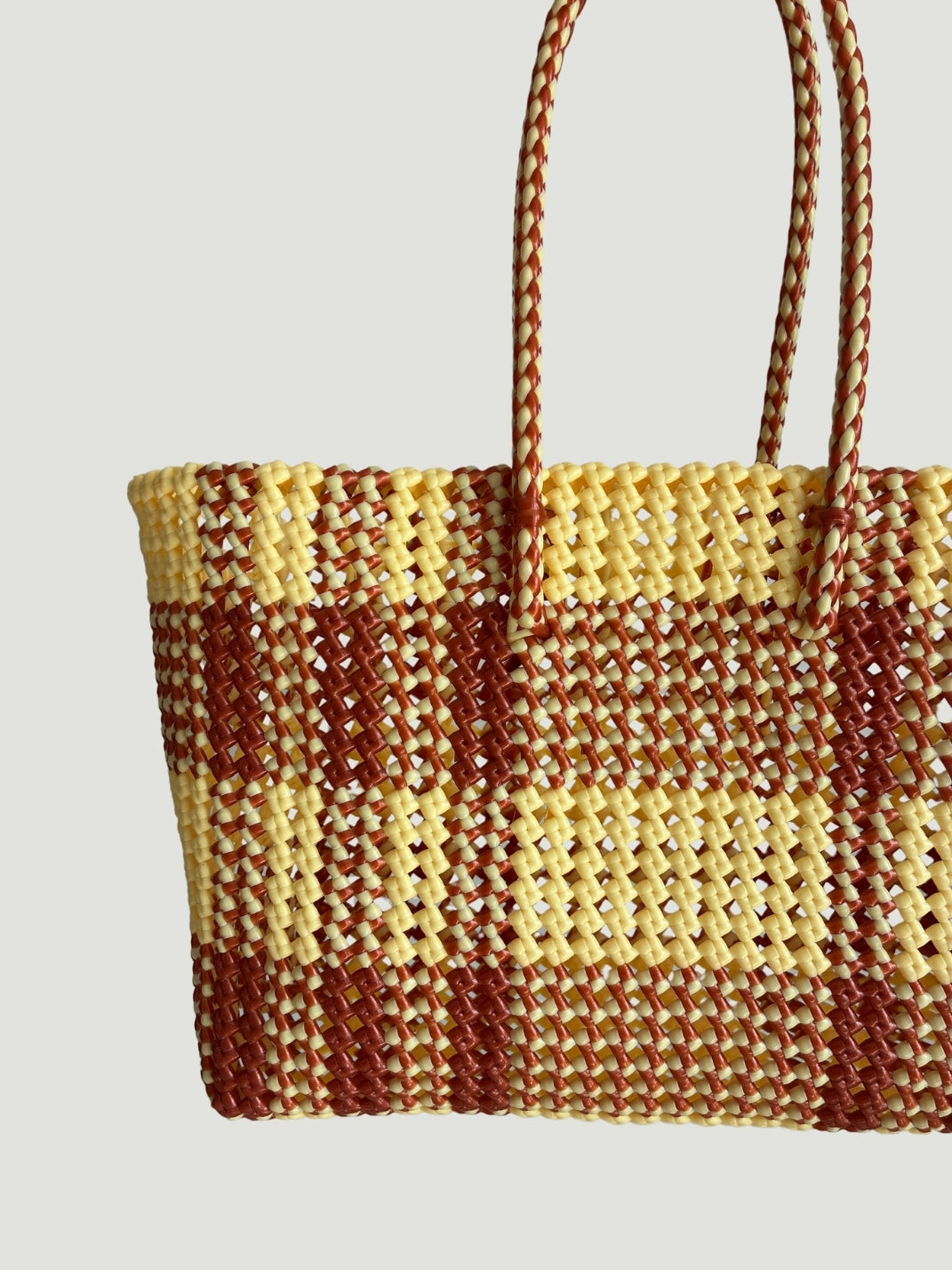No. 410L - Hand-woven basket bag - large - bronze & cream