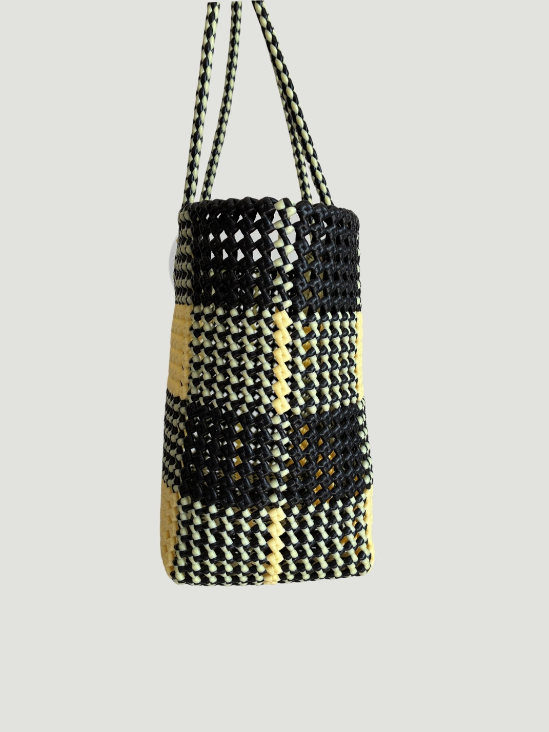 No. 35L - Hand-woven basket bag - large - black & cream