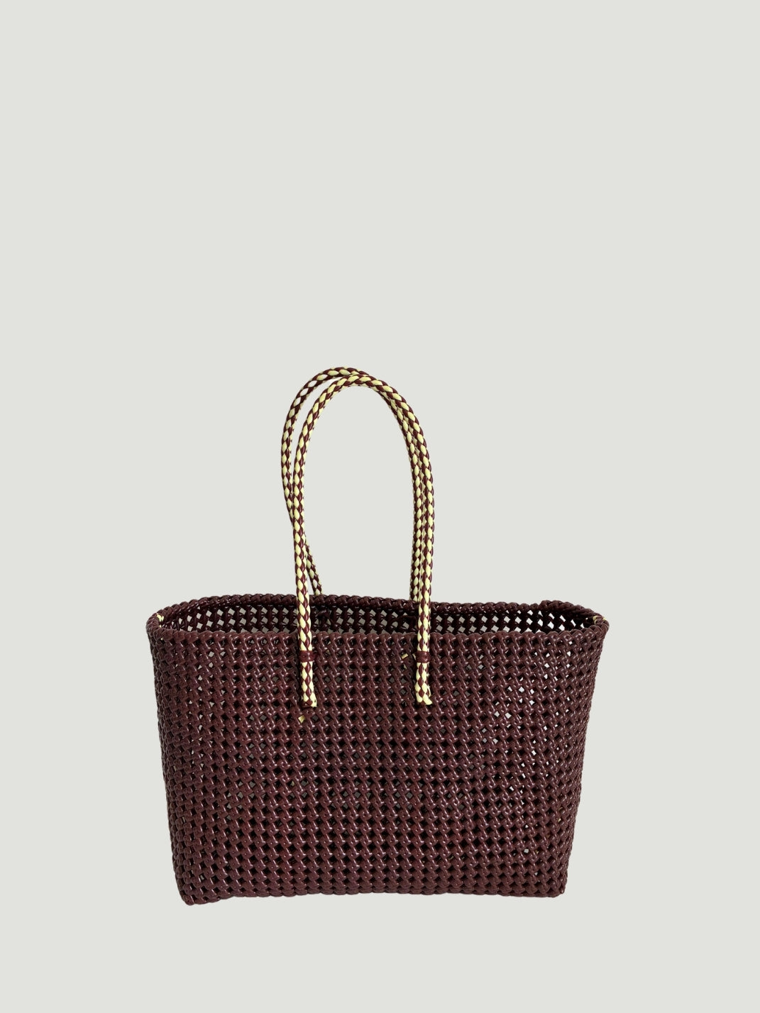 No. 257L bis - HAND-WOVEN BASKET BAG - LARGE - burgundy & cream