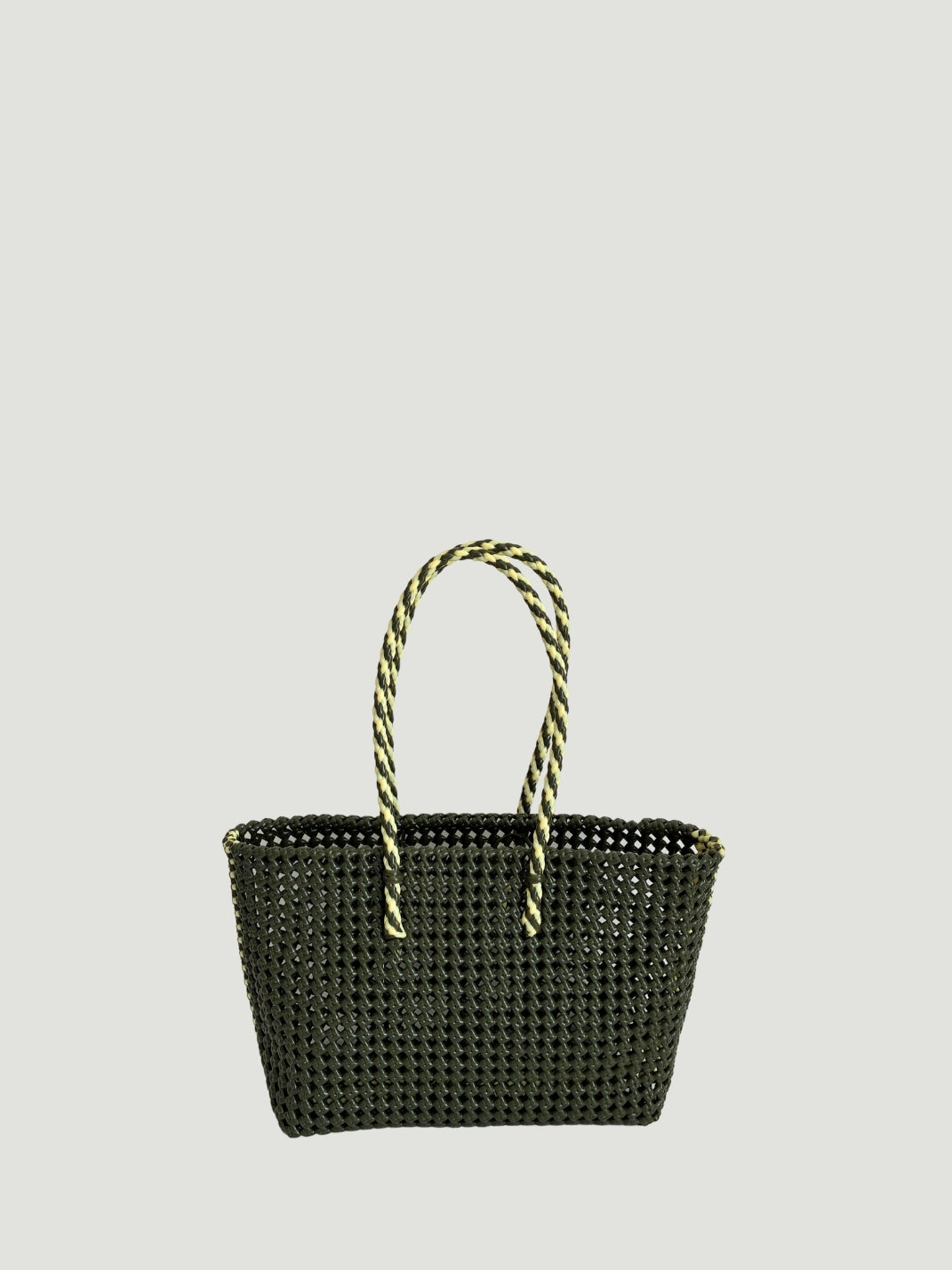 No. 45M bis - HAND-BRAIDSTAKEN BASKET BAG - MEDIUM - khaki & cream