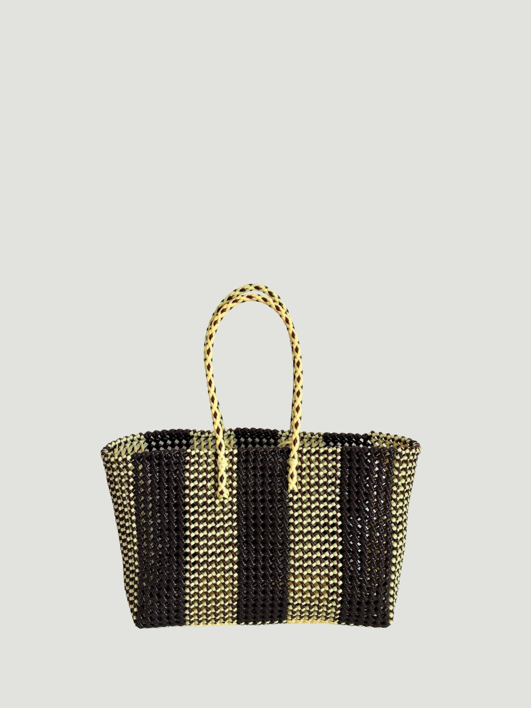 N°181L bis - SAC PANIER TRESSÉ MAIN - GRAND - marron & crème
