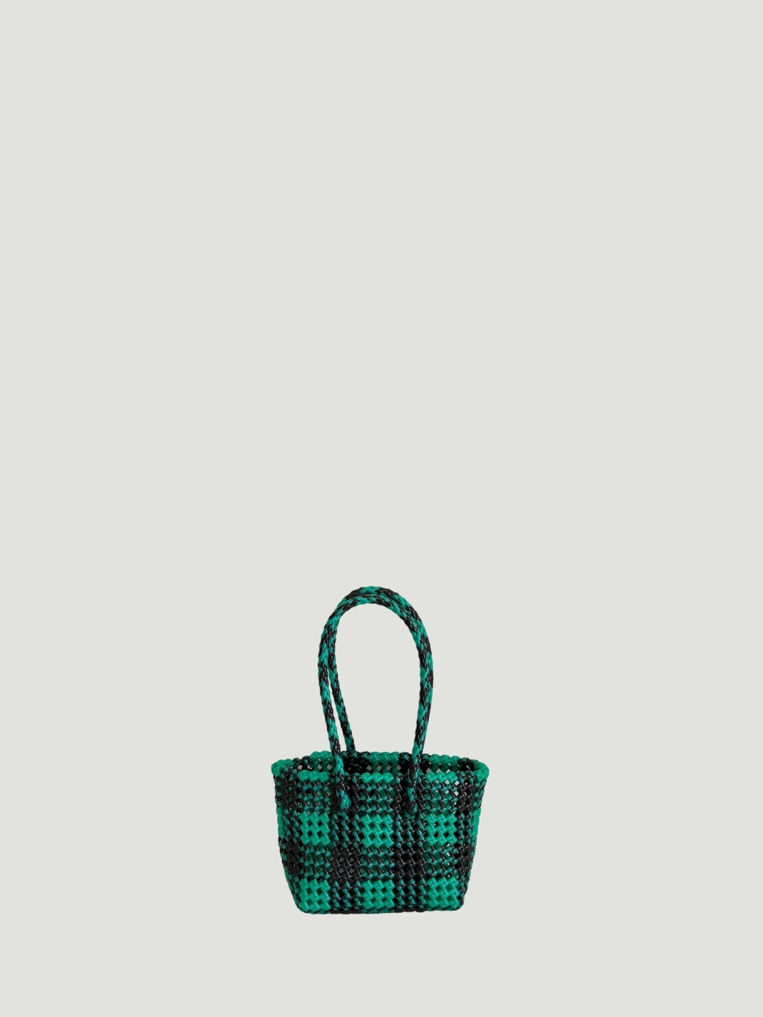 N°551XS - HAND-WOVEN BASKET BAG - MINI - iridescent black & iridescent turquoise