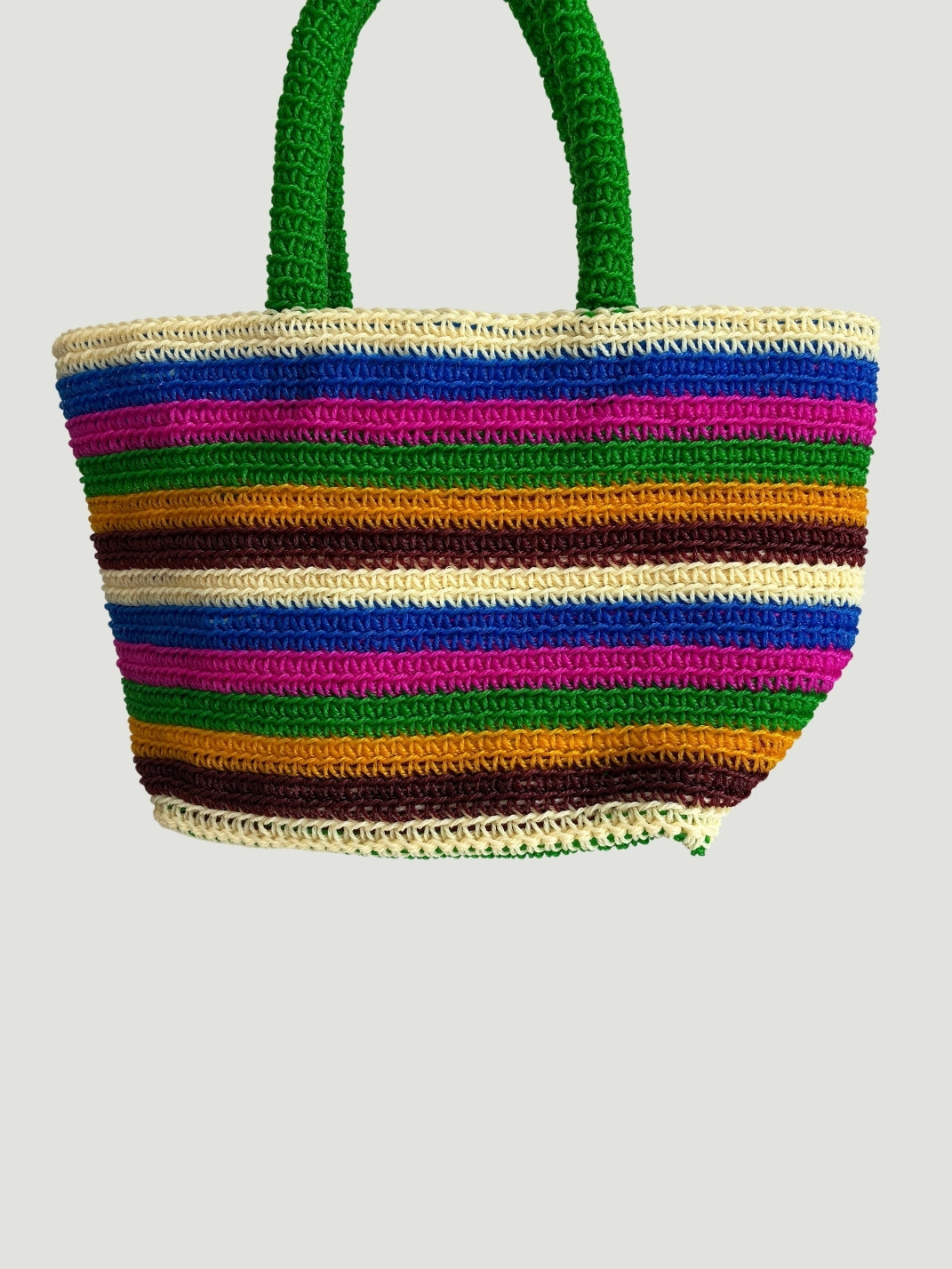N°4SC - CROCHET STRI BASKET BAG S - SMALL - multicolor