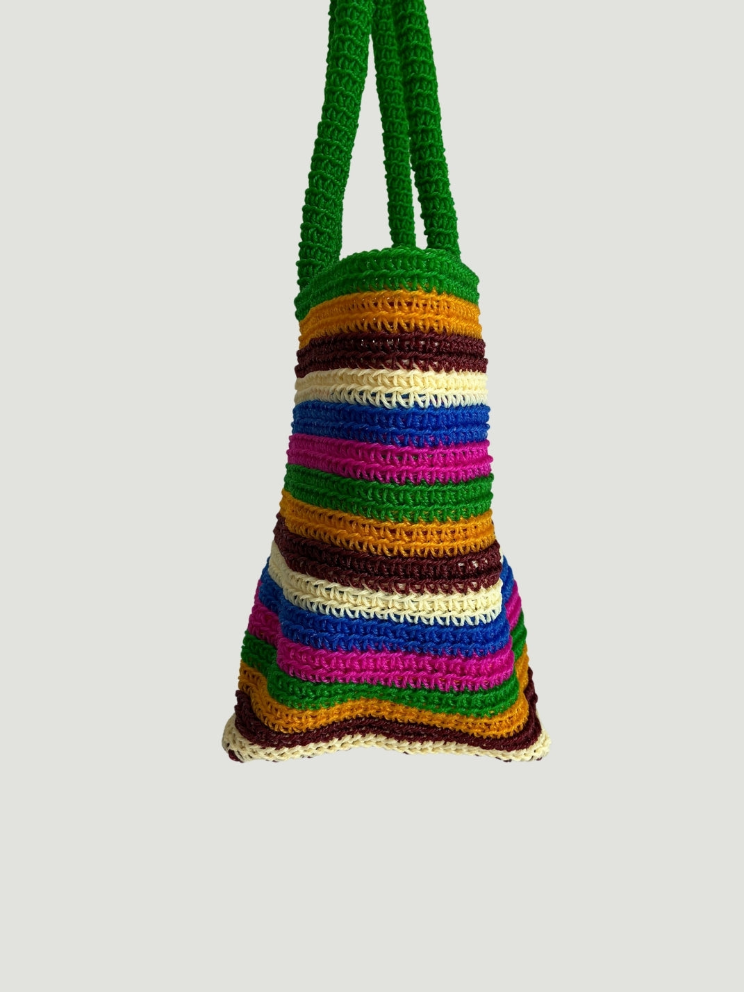 N°4SC - SAC PANIER CROCHET STRI M - MOYEN - multicolors