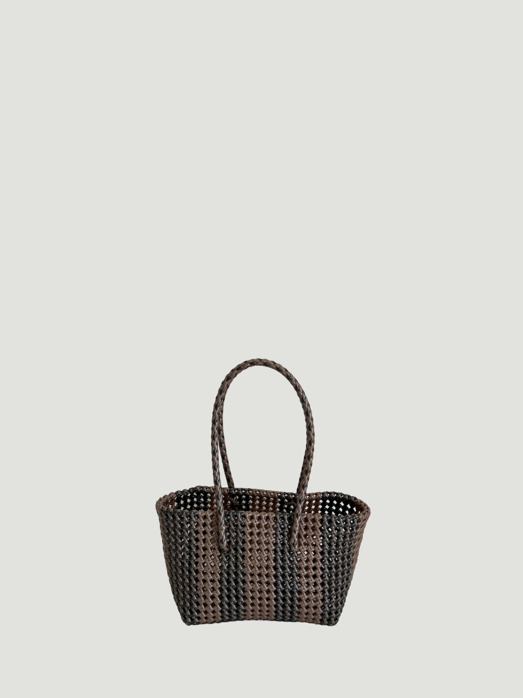 N°547S - SAC PANIER TRESSÉ MAIN - PETIT - marron irisé & noir irisé