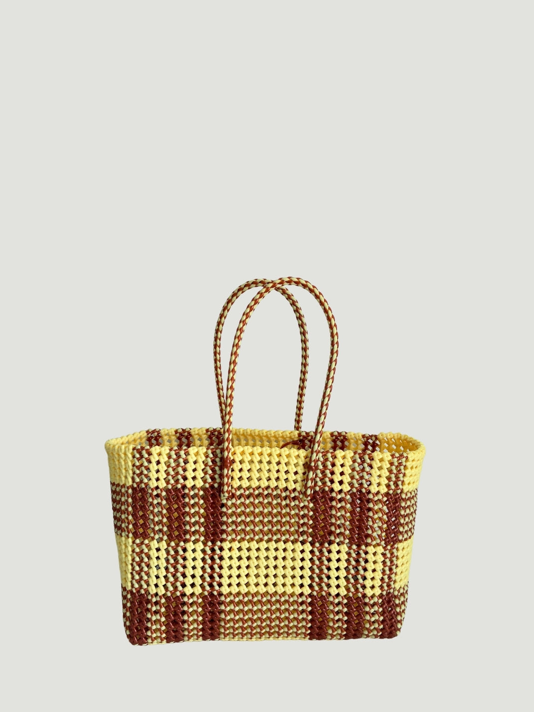 No. 410L - Hand-woven basket bag - large - bronze & cream