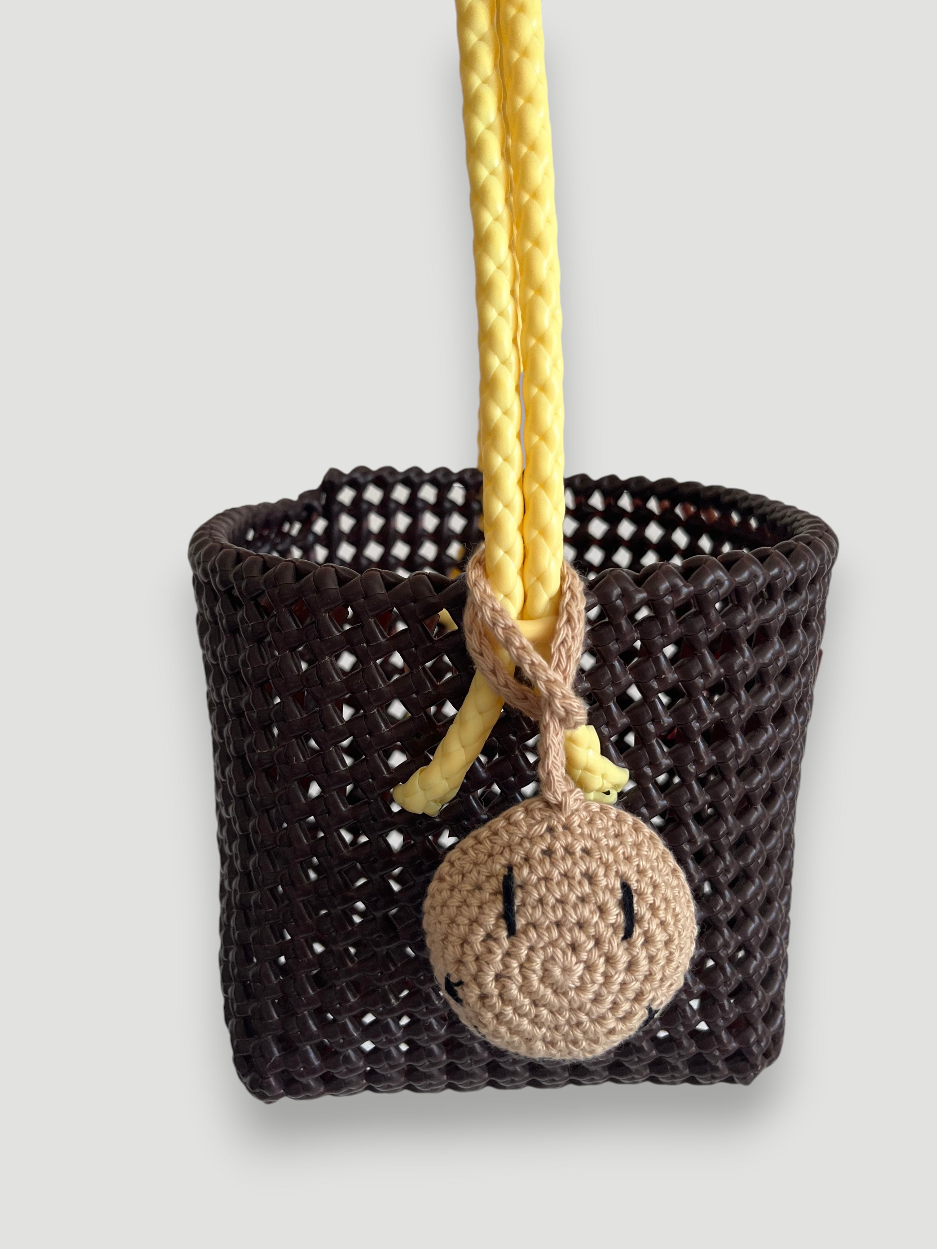 N°6SE - SAC PANIER TRESSÉ MAIN - SEAU - marron & crème