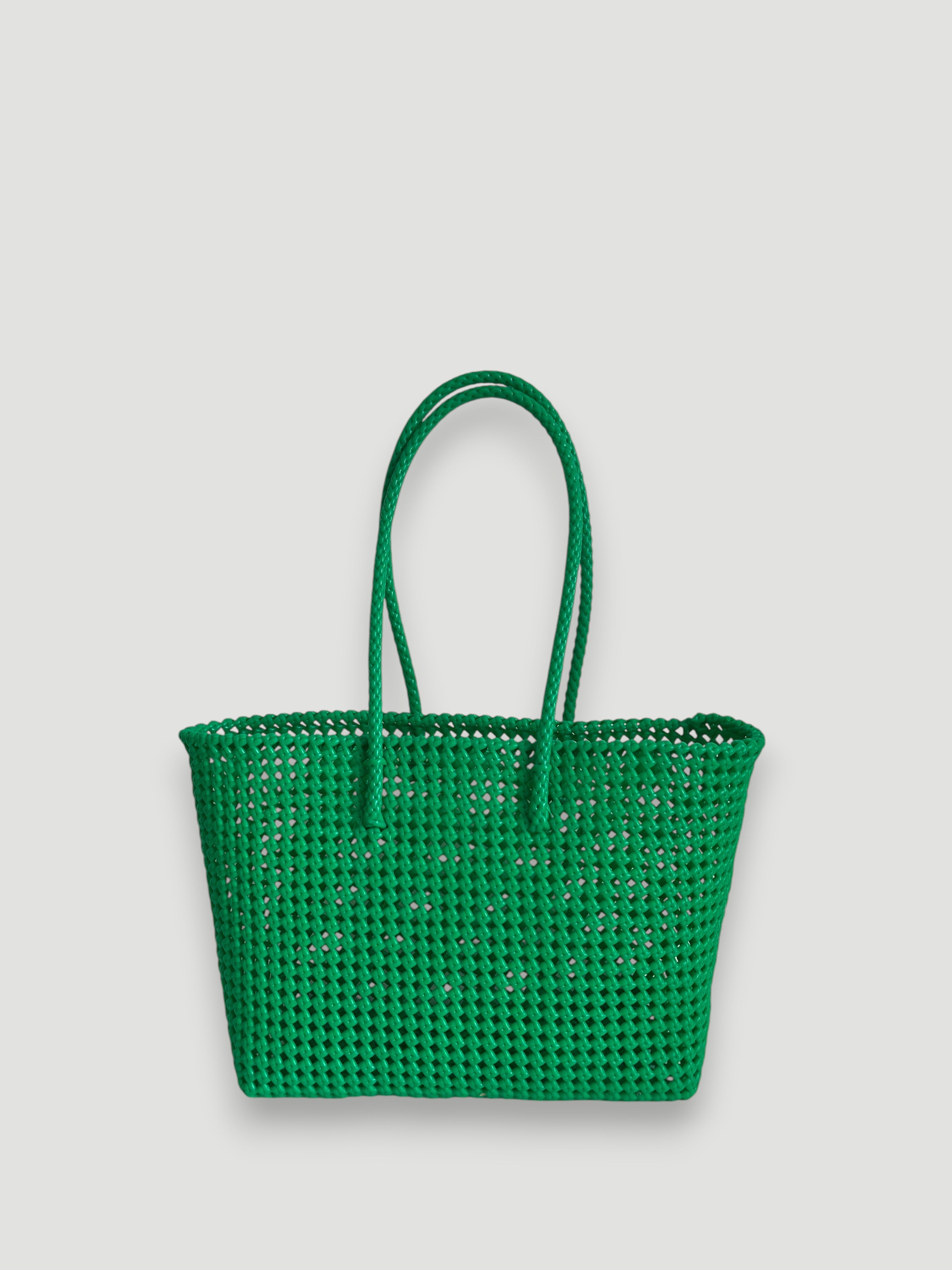 N°136L - SAC PANIER TRESSÉ MAIN - GRAND - vert