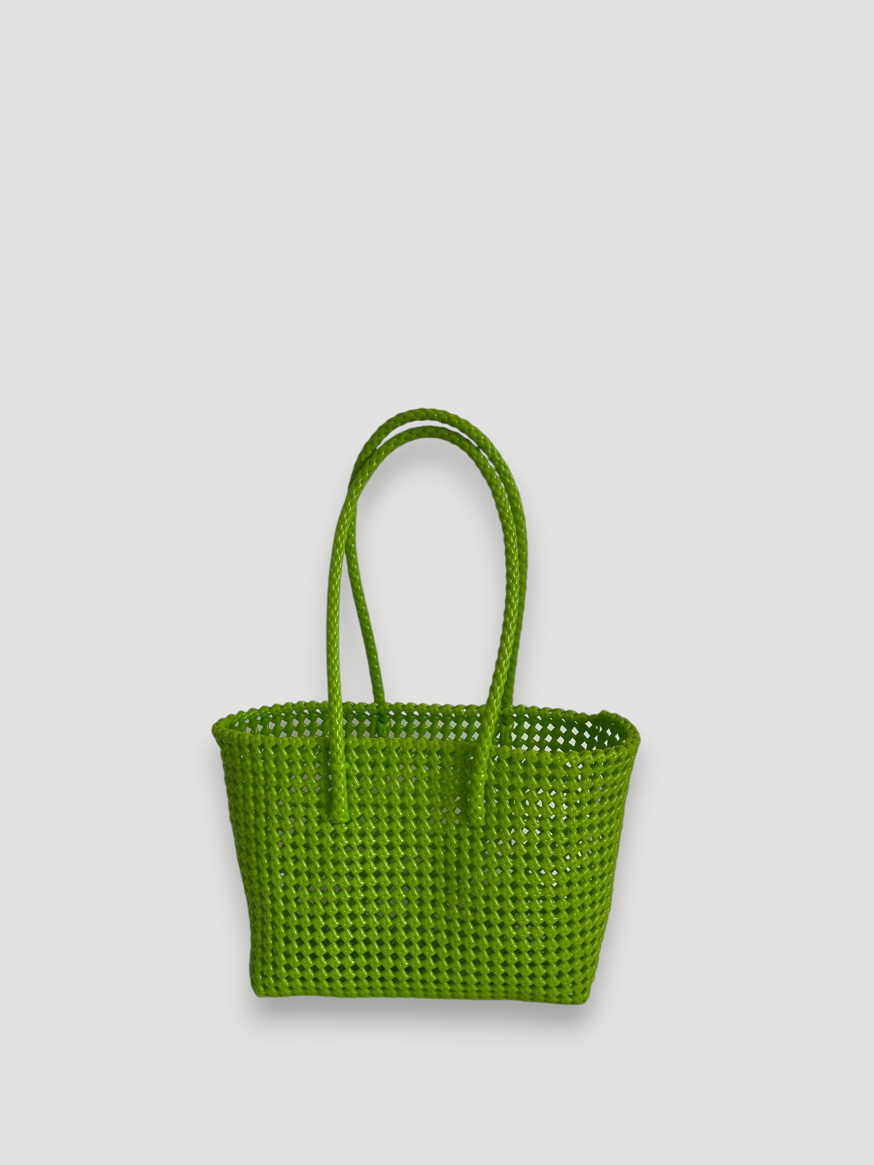 N°137M - SAC PANIER TRESSÉ MAIN - MOYEN - vert clair