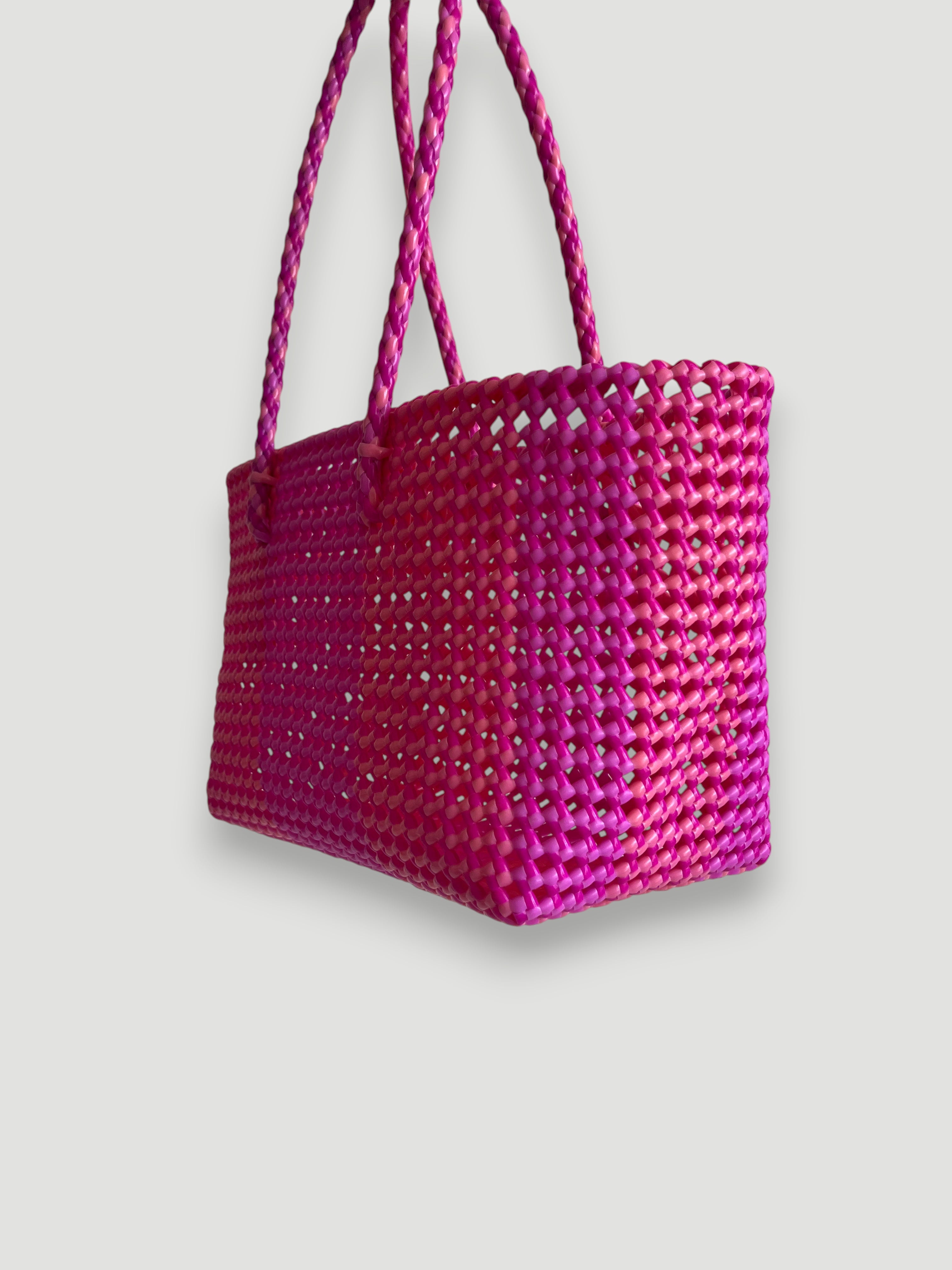 N°100M - SAC PANIER TRESSÉ MAIN - MOYEN - multicolors