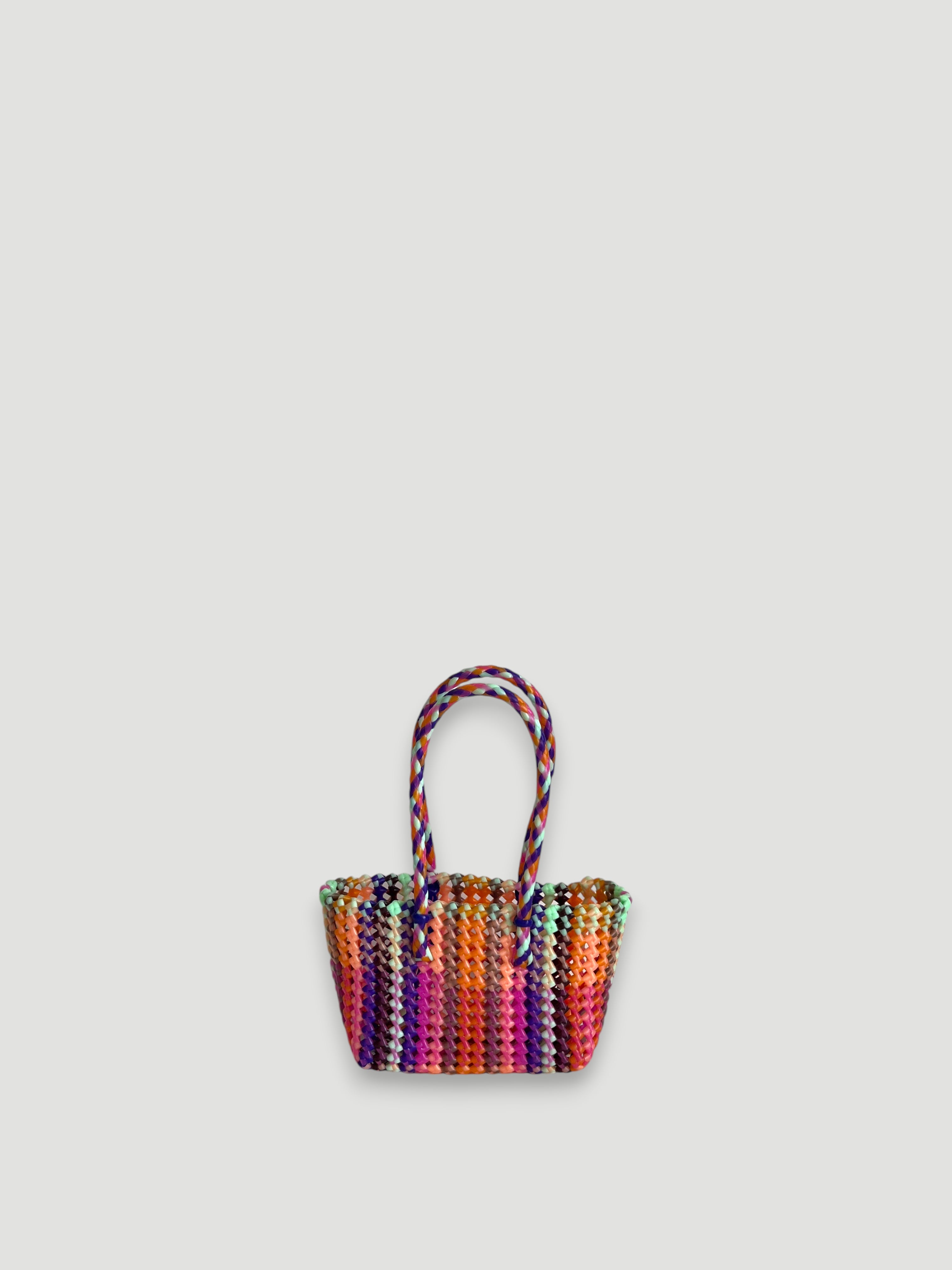 N°100XS - SAC PANIER TRESSÉ MAIN - MINI - multicolors
