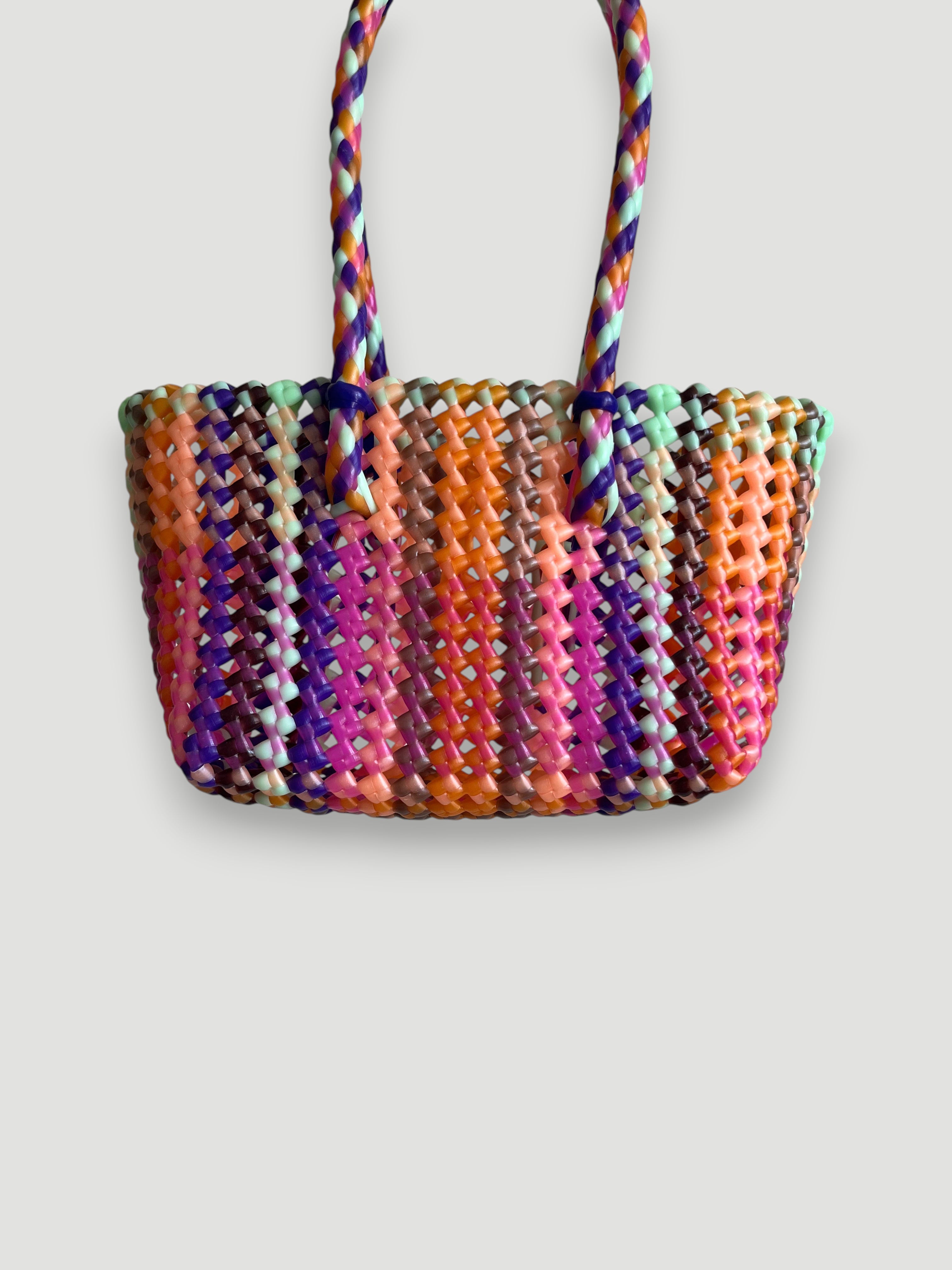 N°100XS - SAC PANIER TRESSÉ MAIN - MINI - multicolors