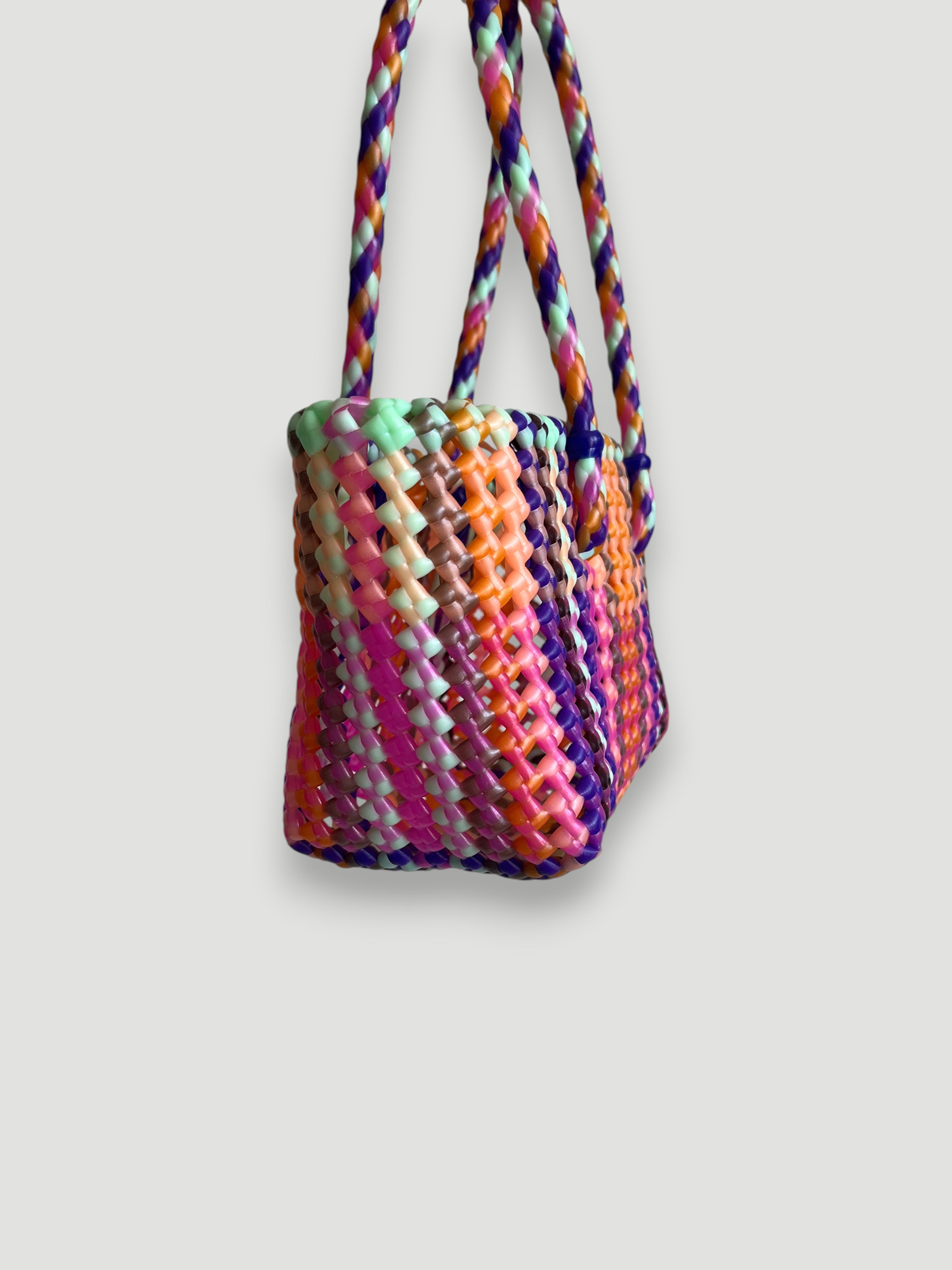 N°100XS - SAC PANIER TRESSÉ MAIN - MINI - multicolors