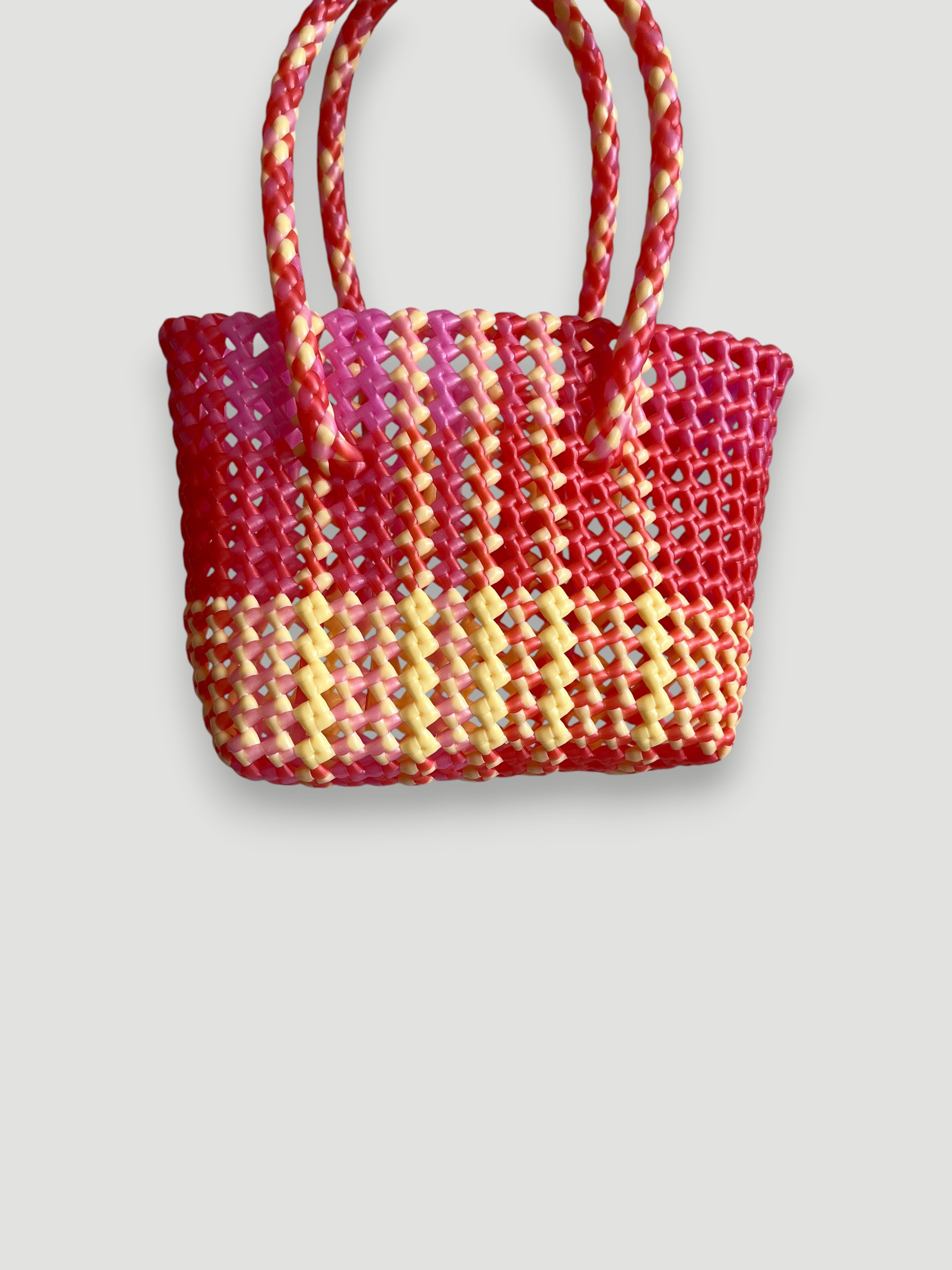 N°100XS - SAC PANIER TRESSÉ MAIN - MINI - multicolors