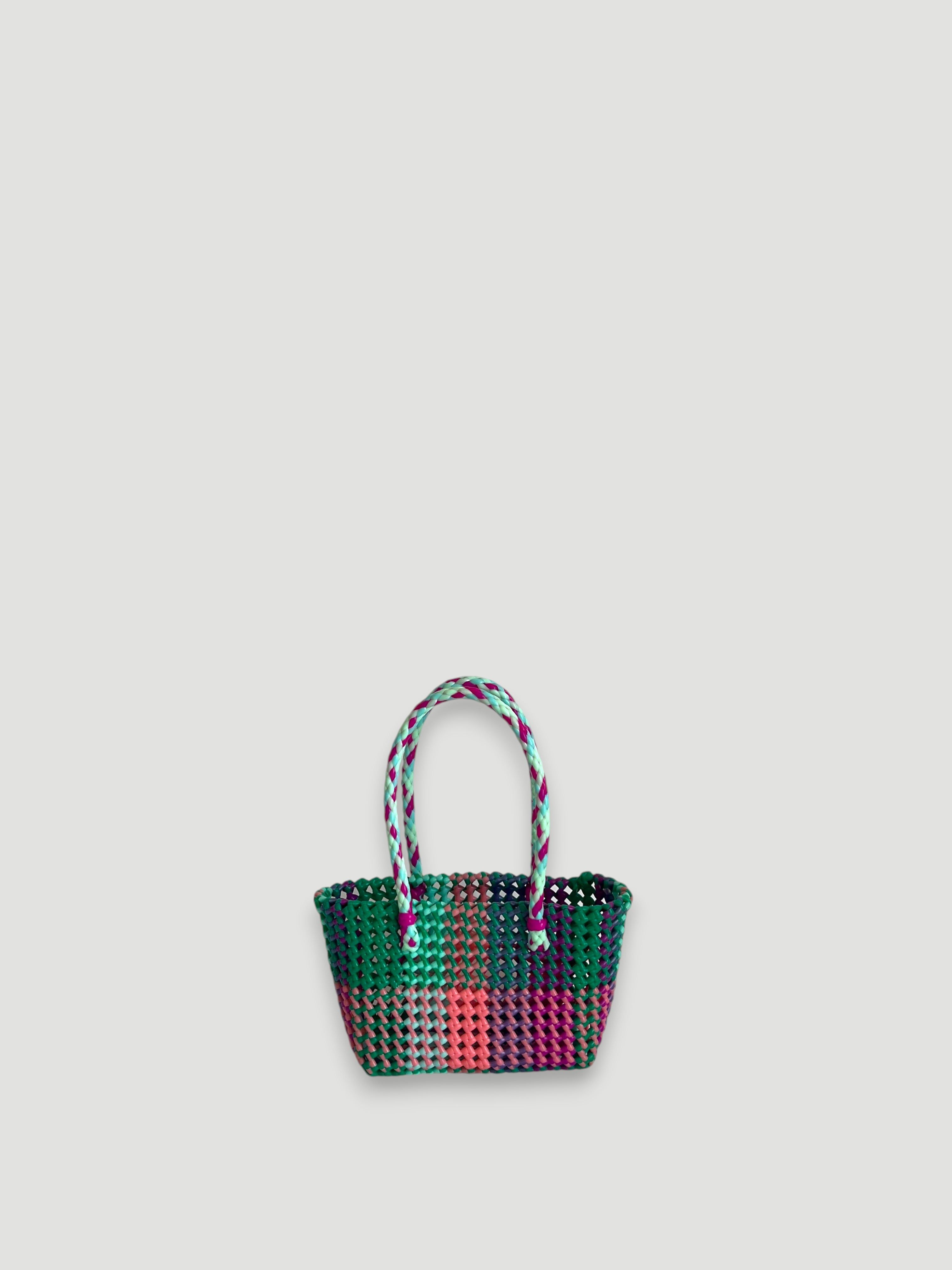 N°100XS - SAC PANIER TRESSÉ MAIN - MINI - multicolors