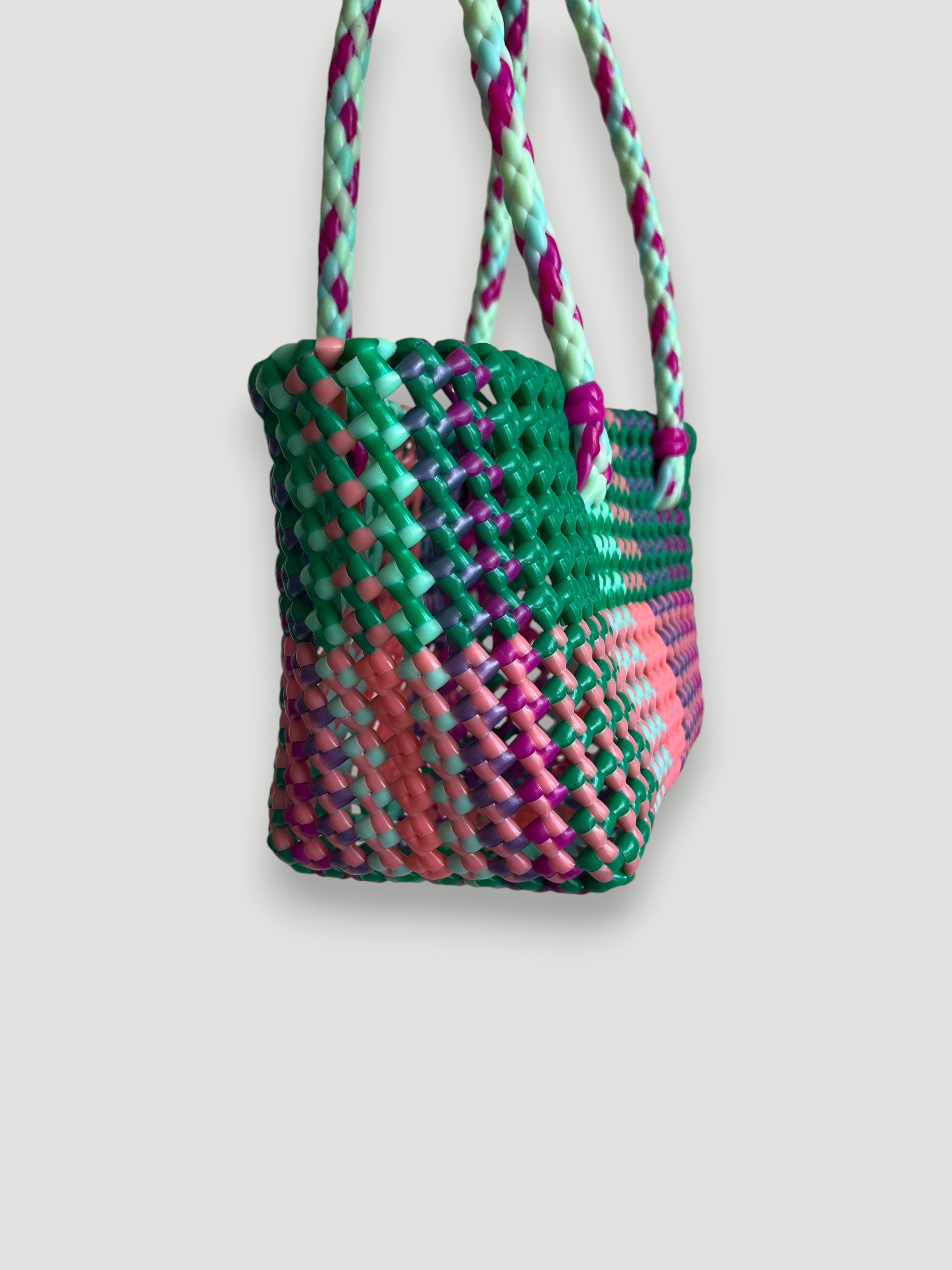 N°100XS - SAC PANIER TRESSÉ MAIN - MINI - multicolors