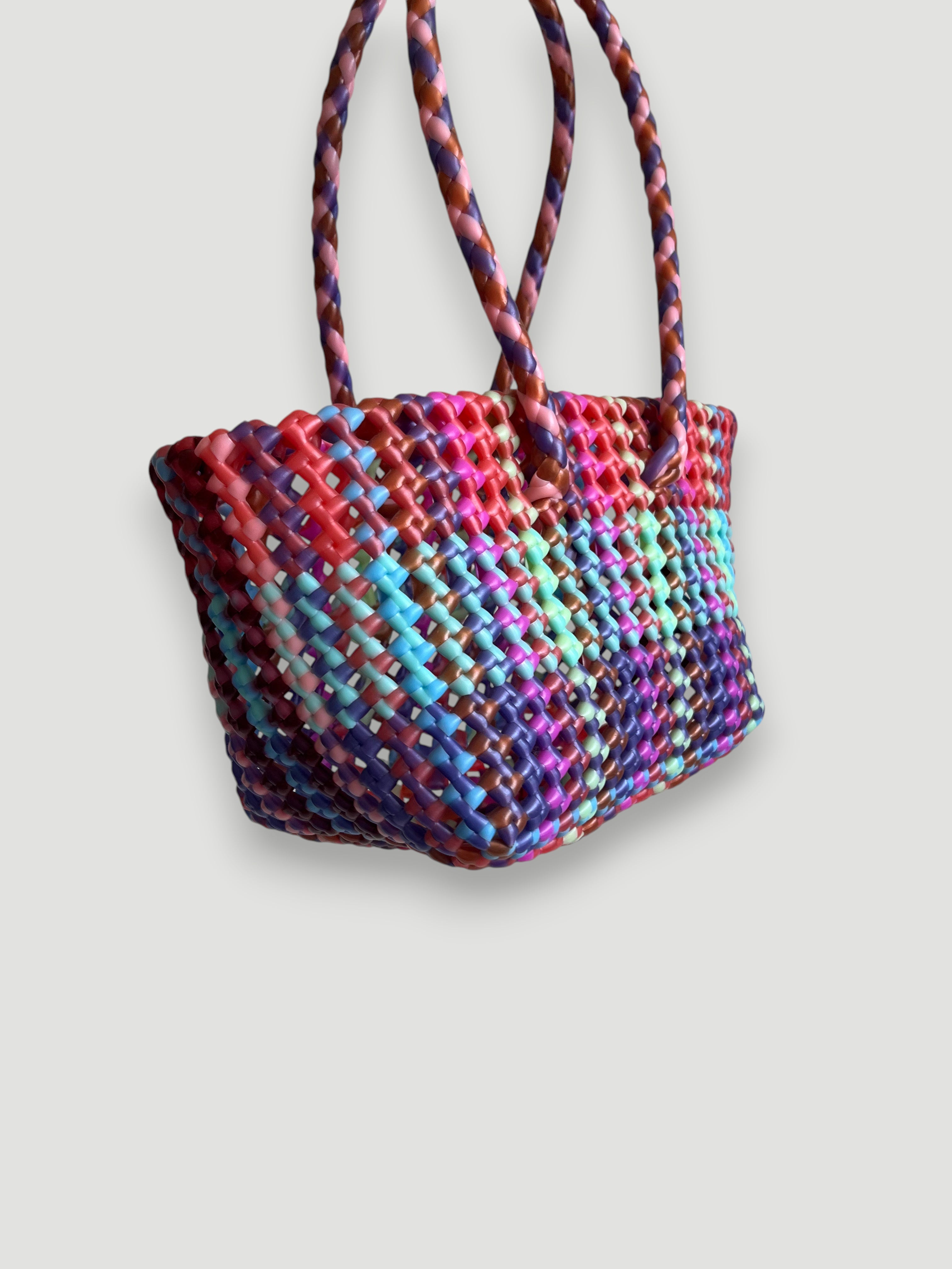 N°100XS - SAC PANIER TRESSÉ MAIN - MINI - multicolors