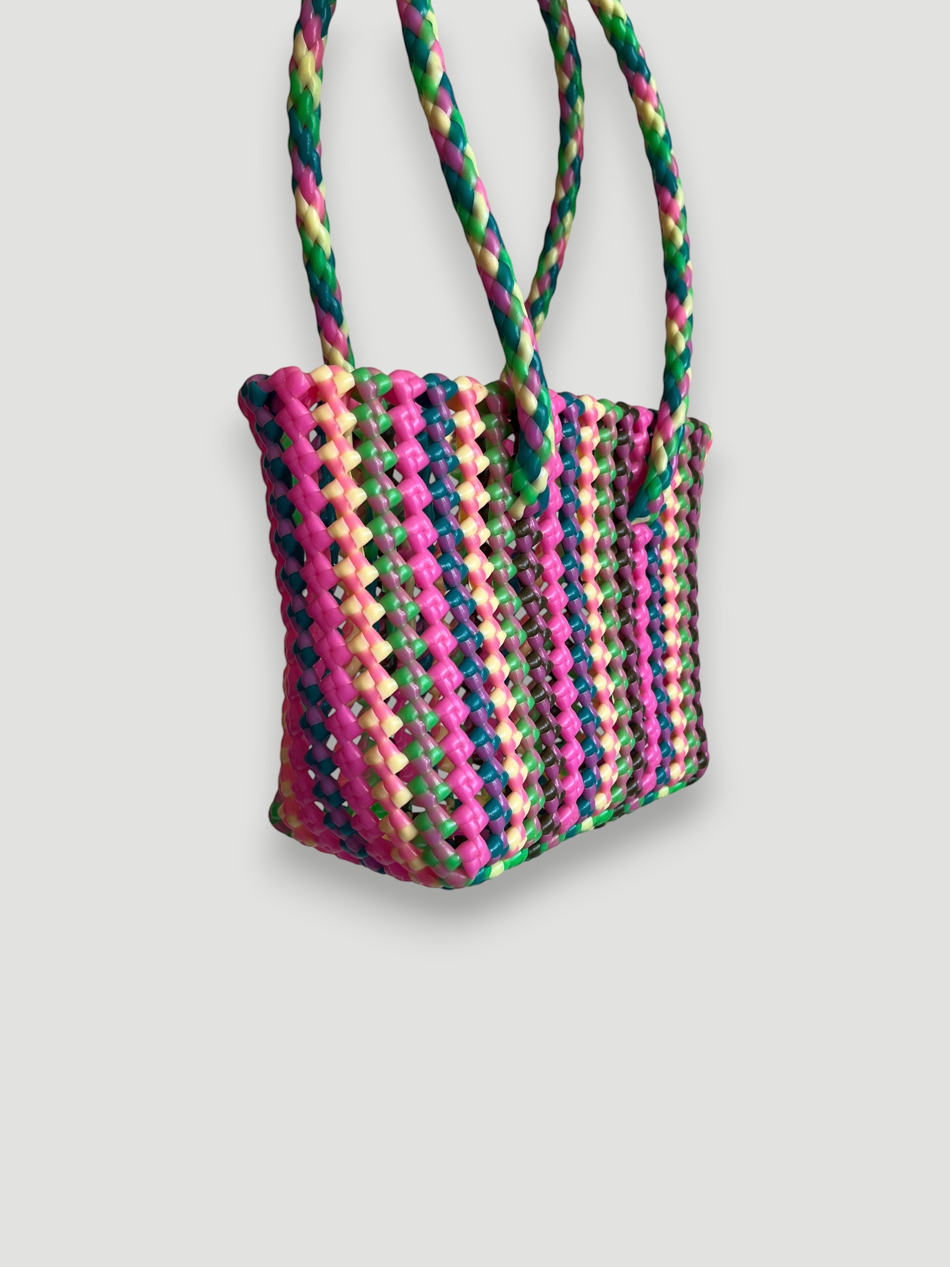 N°100XS - SAC PANIER TRESSÉ MAIN - MINI - multicolors