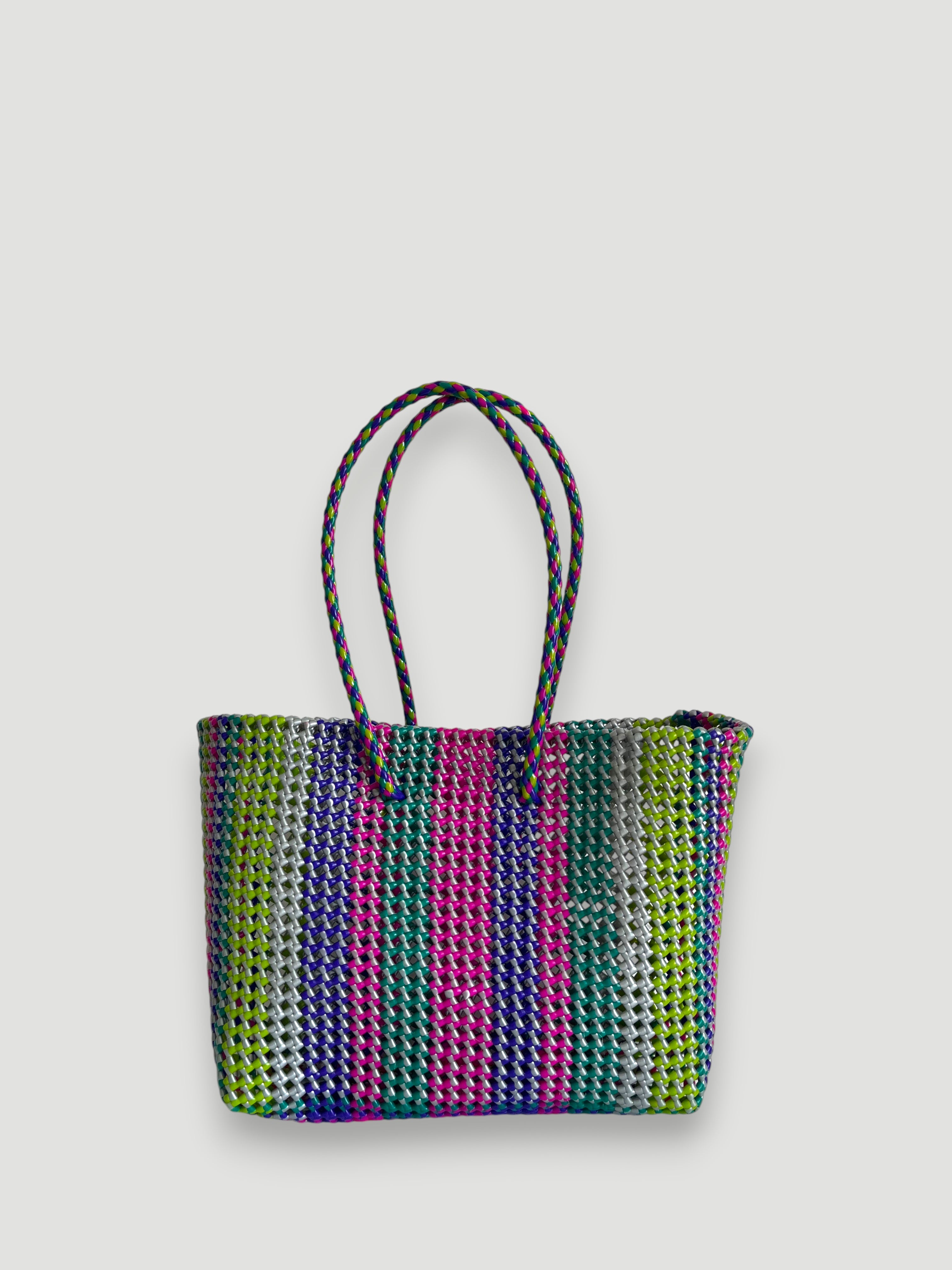 N°416L - SAC PANIER TRESSÉ MAIN - GRAND - multicolors