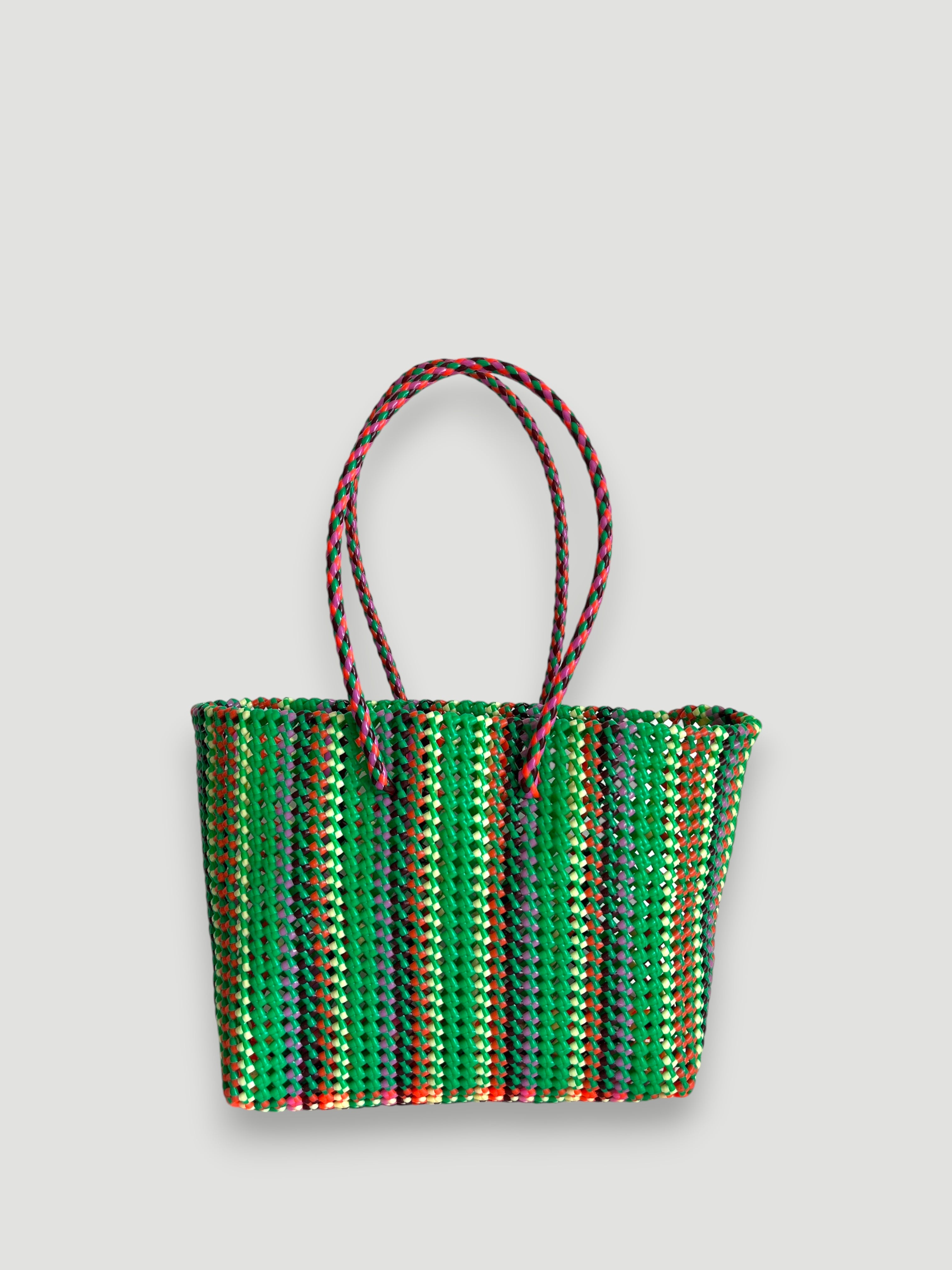 N°419L - SAC PANIER TRESSÉ MAIN - GRAND - multicolors