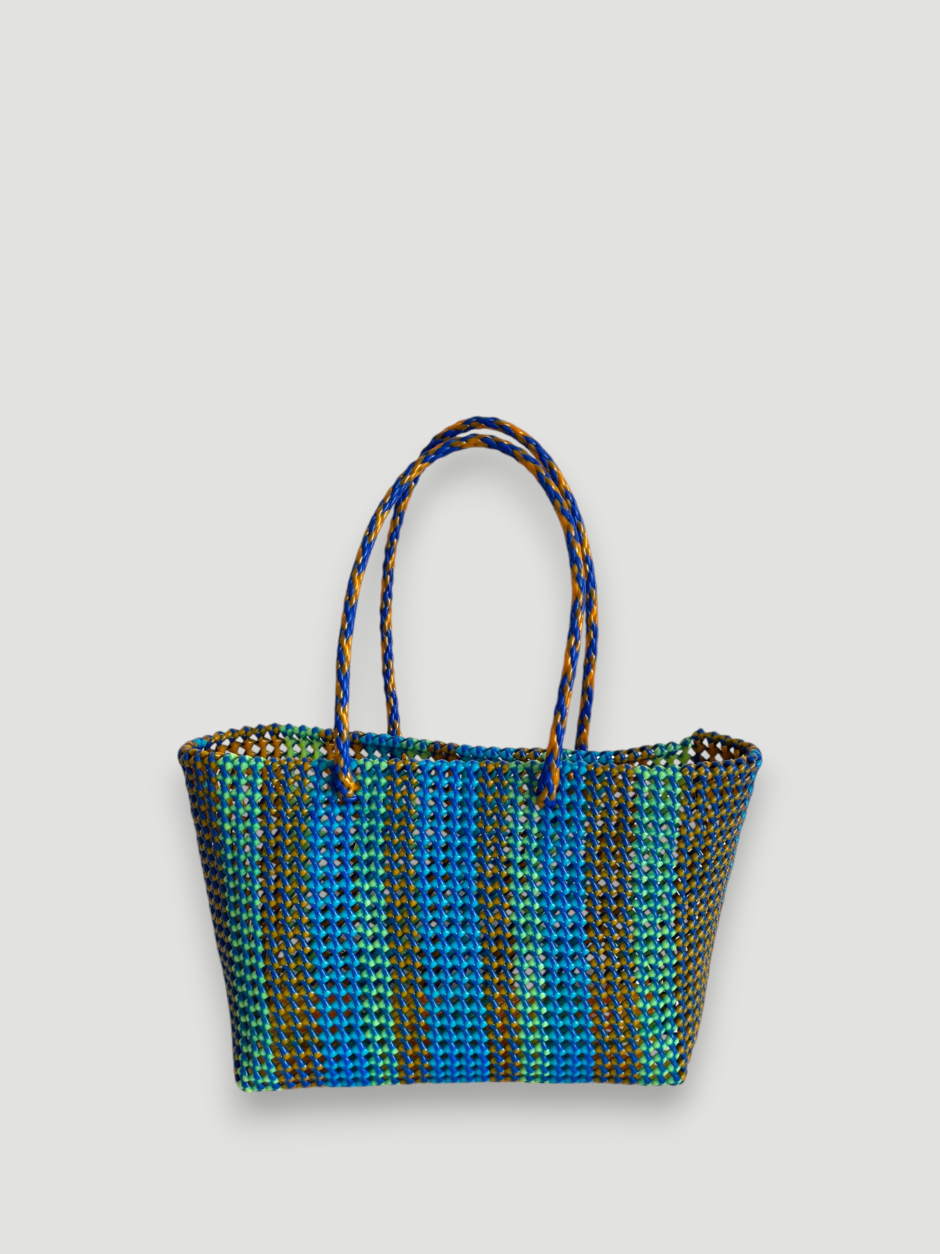 N°425L - SAC PANIER TRESSÉ MAIN - GRAND - multicolors
