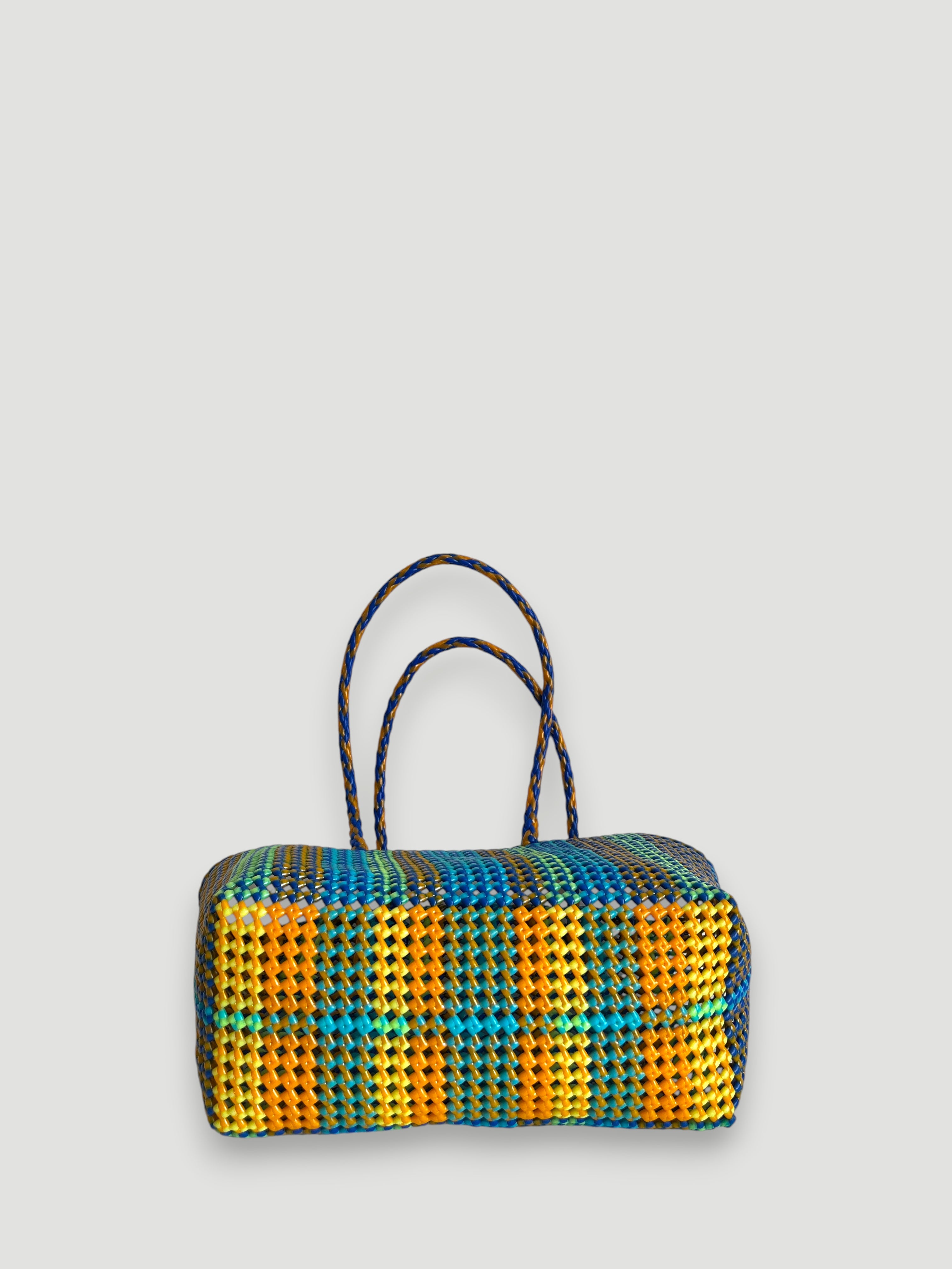 N°425L - SAC PANIER TRESSÉ MAIN - GRAND - multicolors