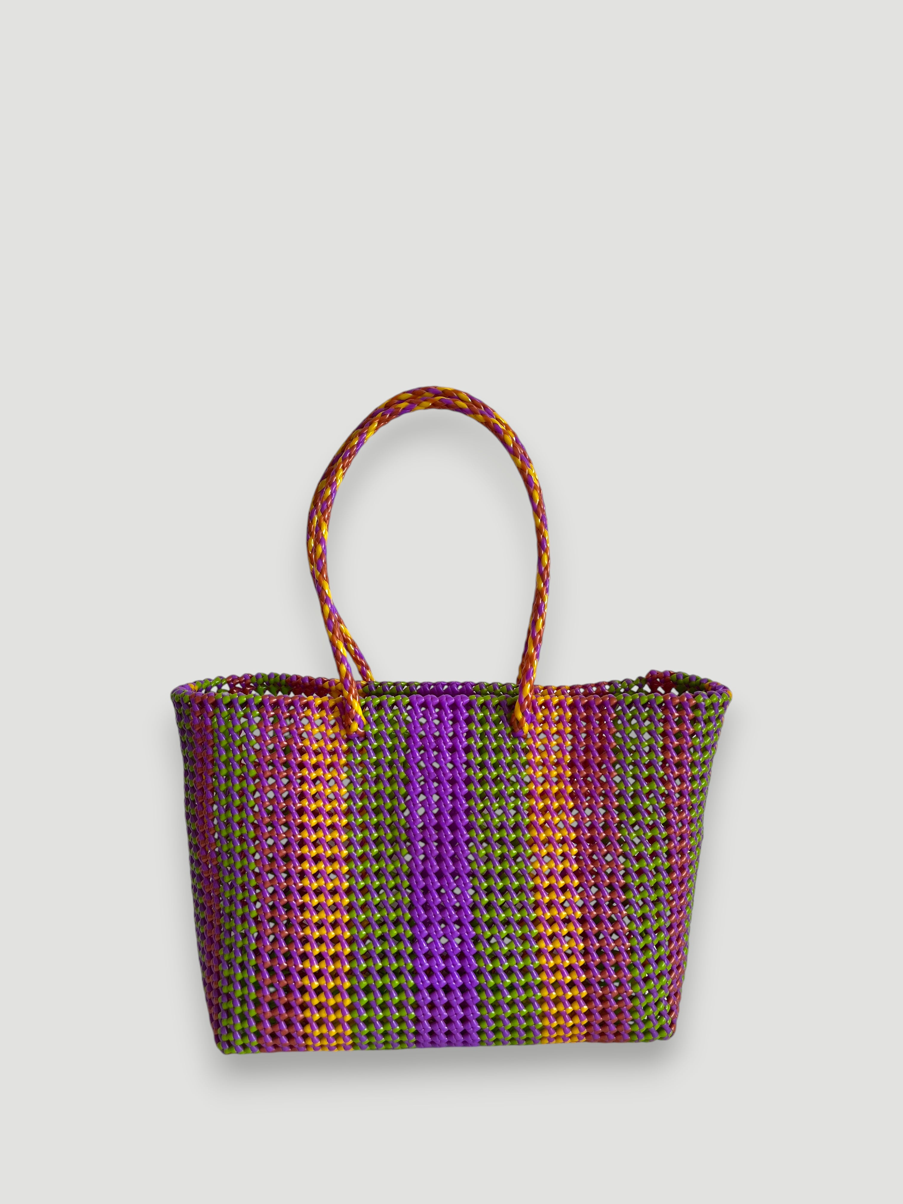 N°426L - SAC PANIER TRESSÉ MAIN - GRAND - multicolors