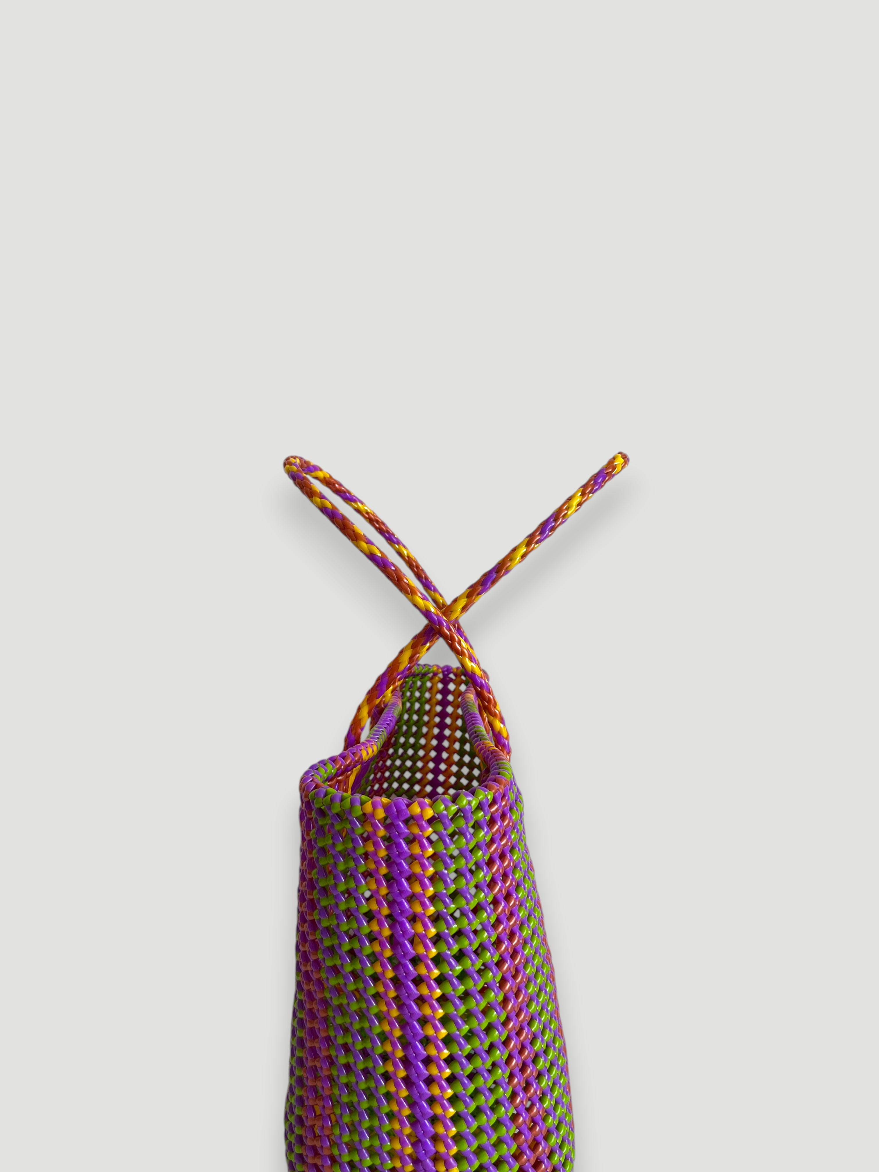 N°426L - SAC PANIER TRESSÉ MAIN - GRAND - multicolors