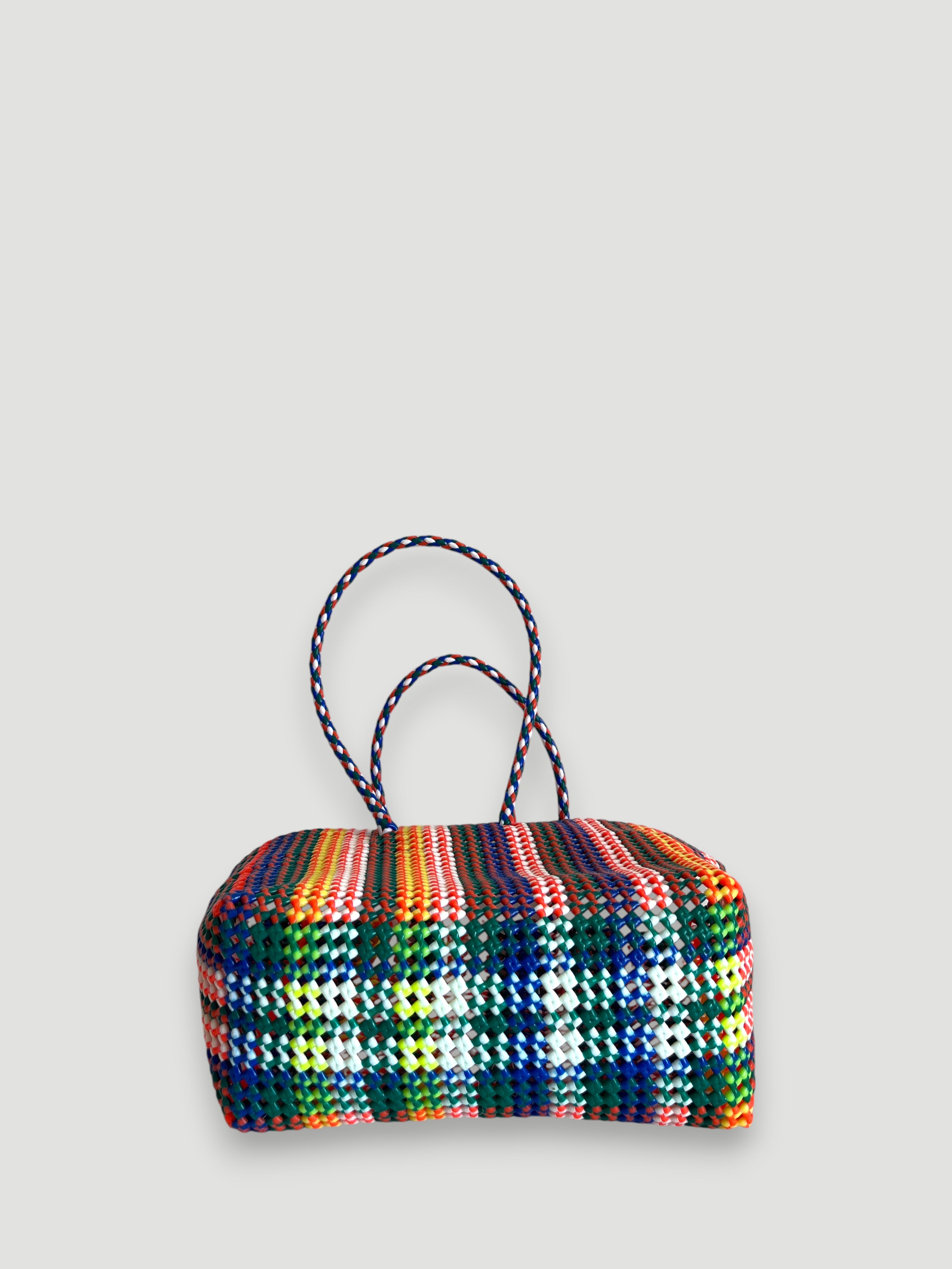 N°427L - SAC PANIER TRESSÉ MAIN - GRAND - multicolors