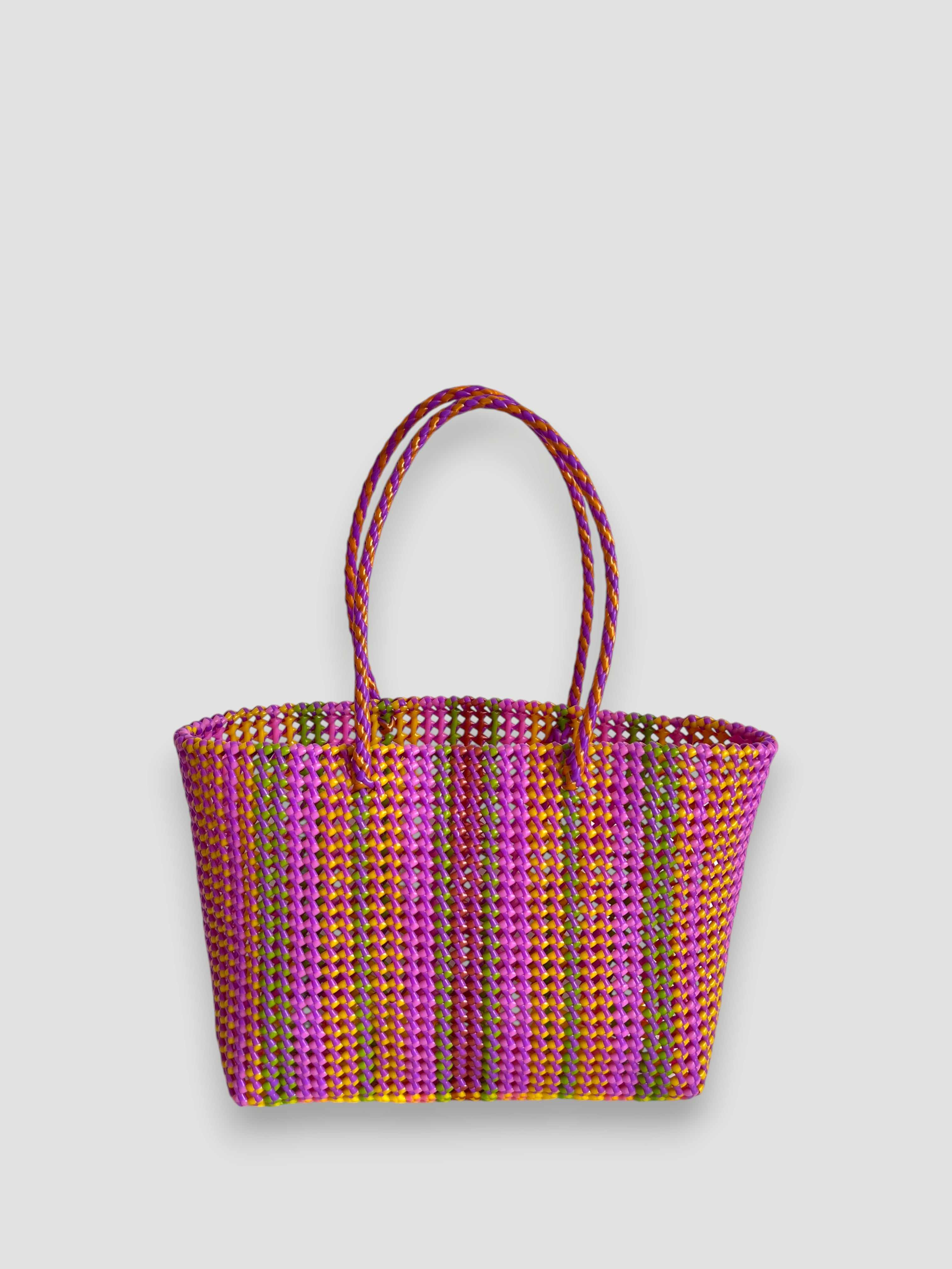 N°431L - SAC PANIER TRESSÉ MAIN - GRAND - multicolors