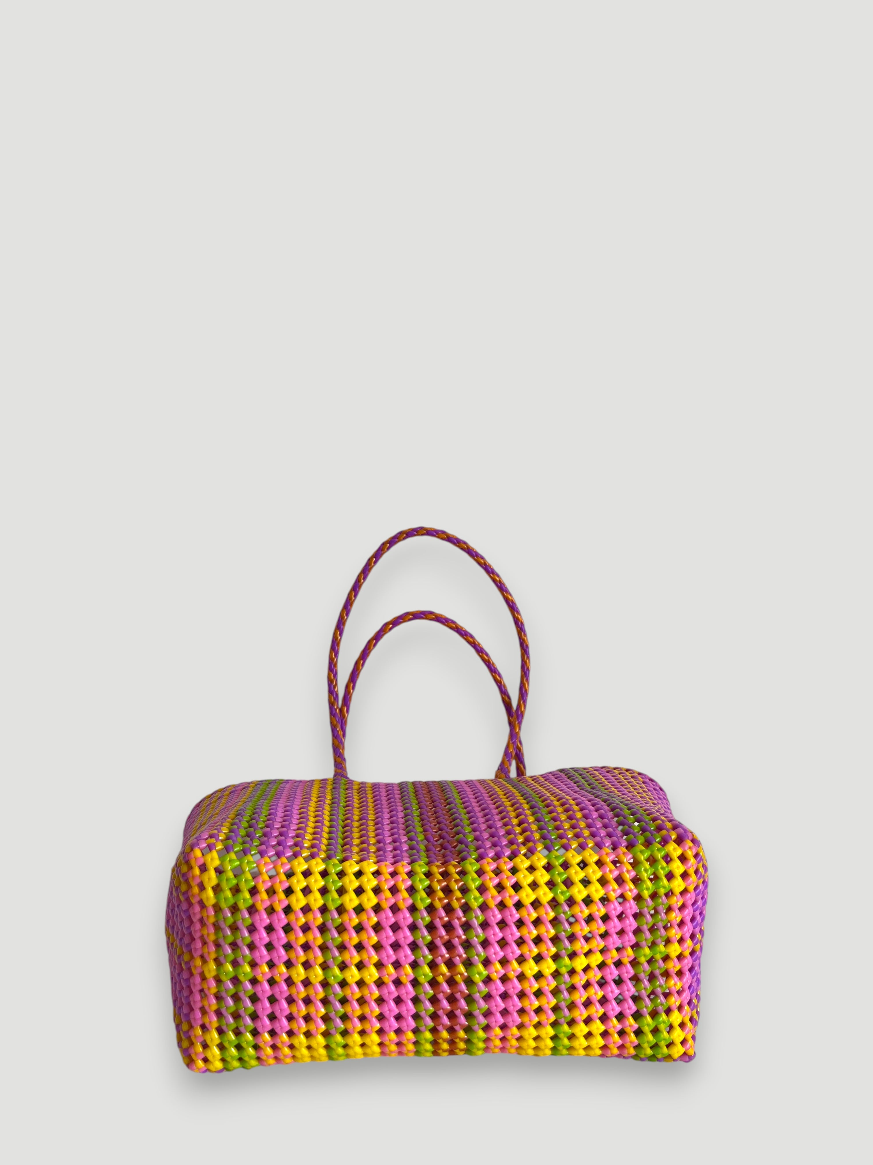 N°431L - SAC PANIER TRESSÉ MAIN - GRAND - multicolors
