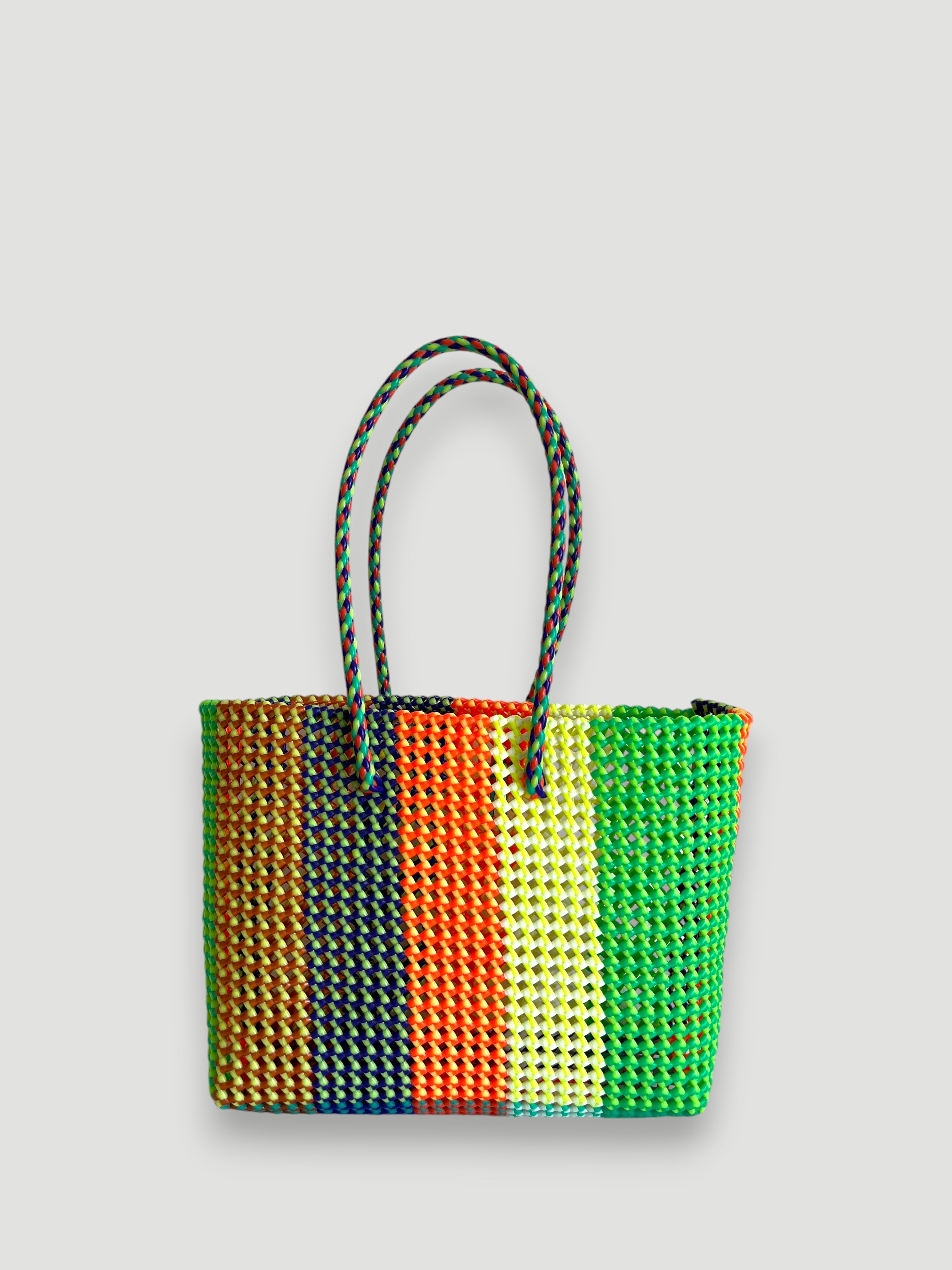 N°432L - SAC PANIER TRESSÉ MAIN - GRAND - multicolors
