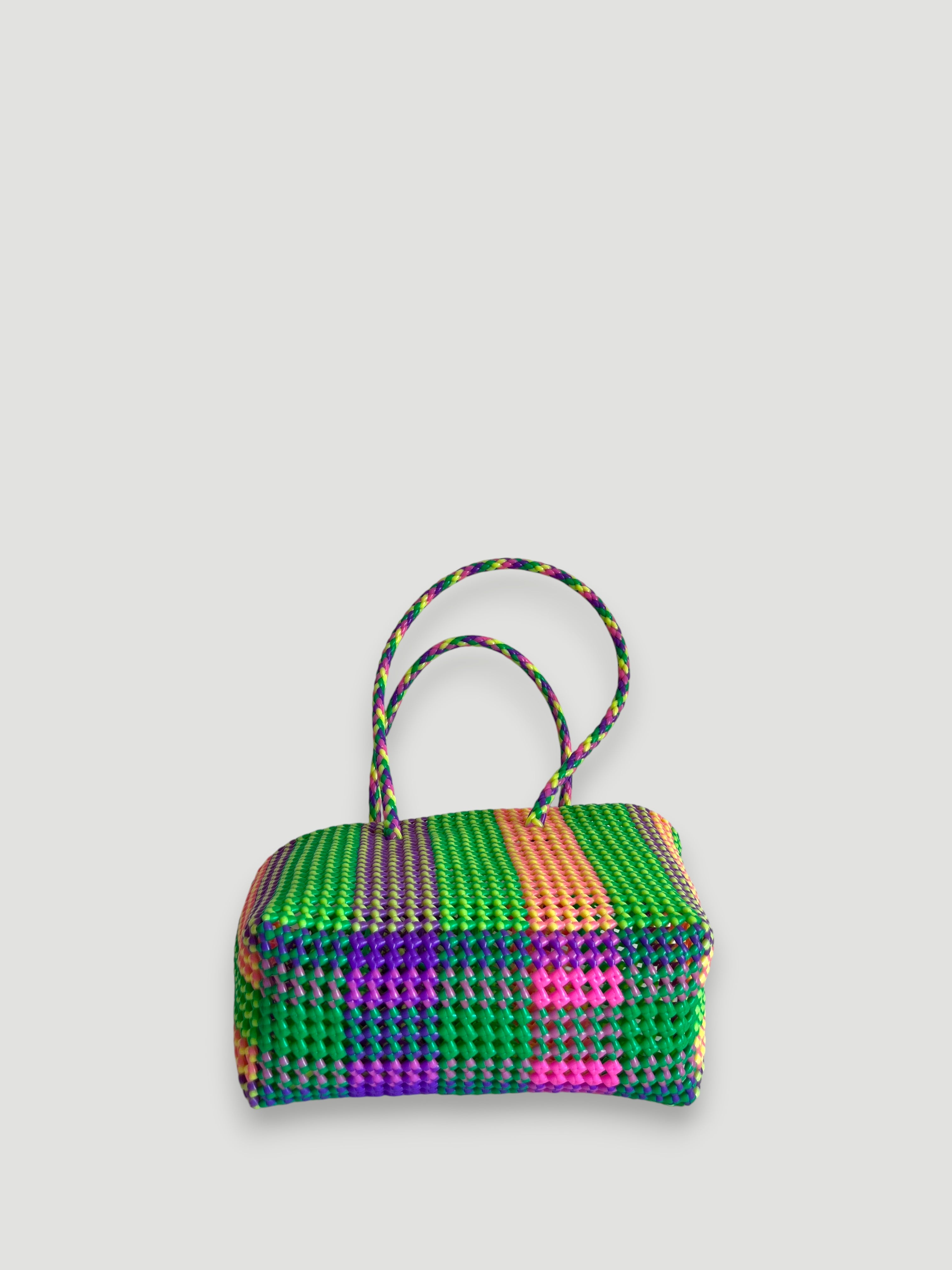 N°446M - SAC PANIER TRESSÉ MAIN - MOYEN - multicolors