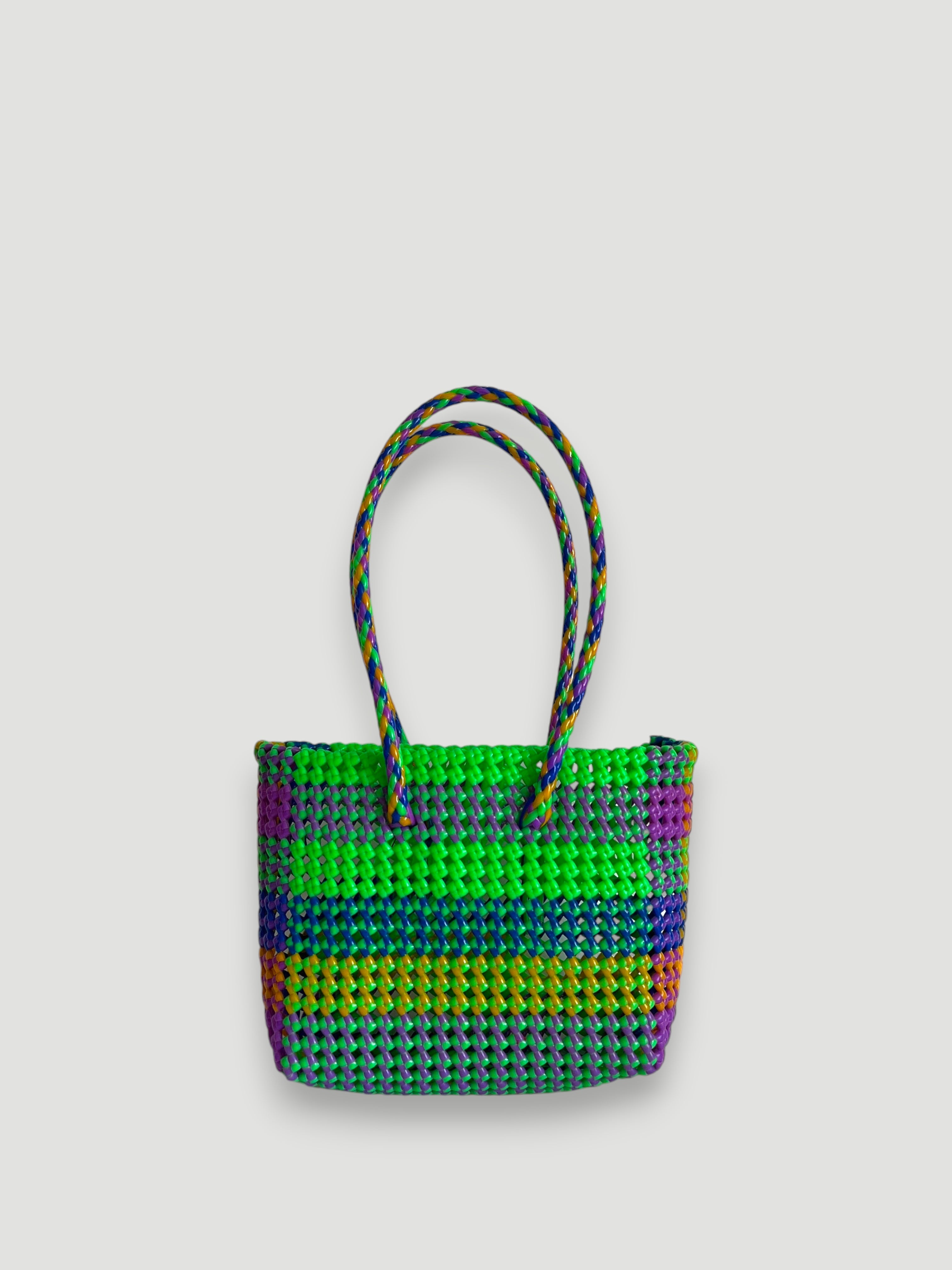 N°449S - SAC PANIER TRESSÉ MAIN - PETIT - multicolors