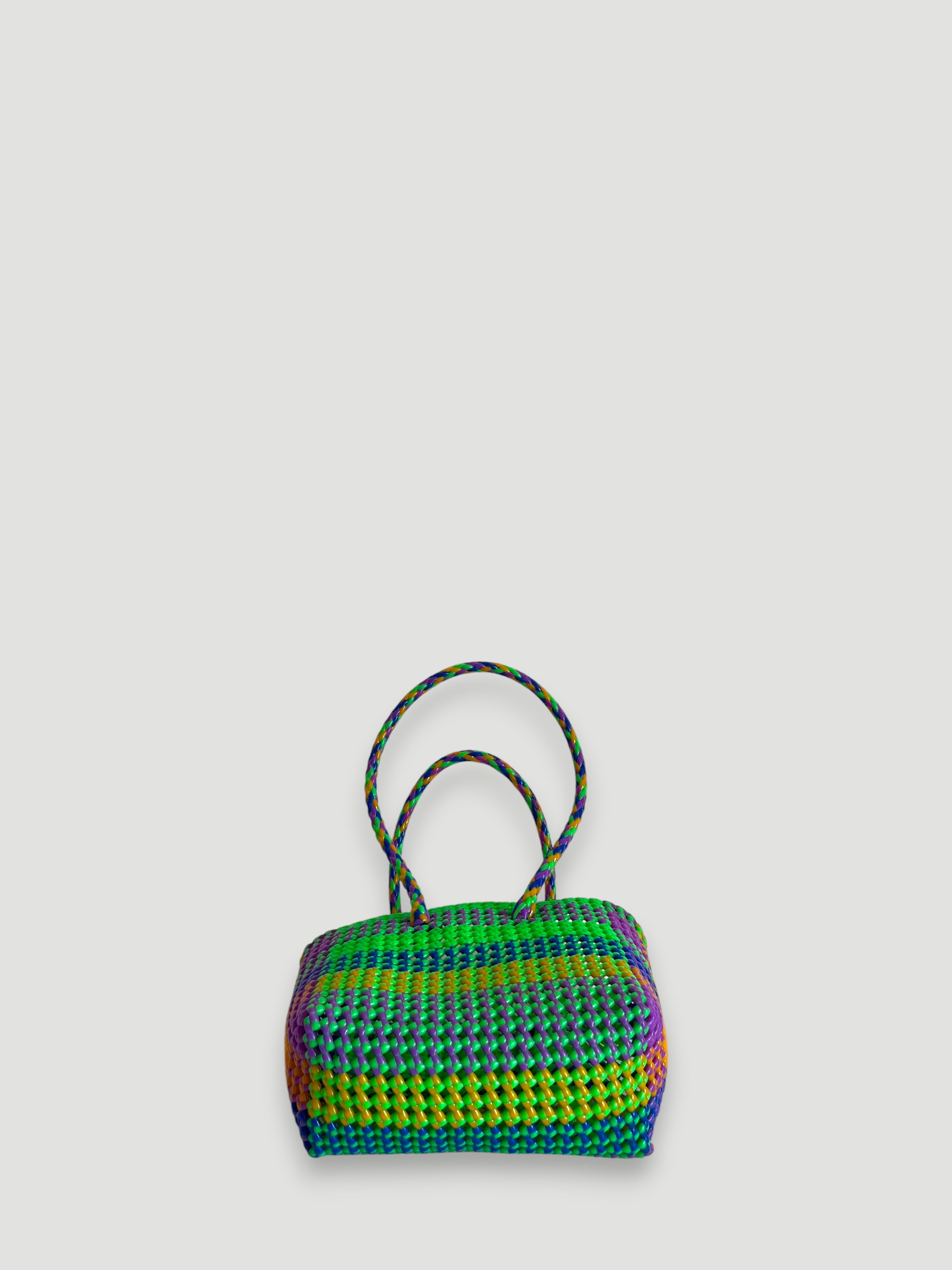 N°449S - SAC PANIER TRESSÉ MAIN - PETIT - multicolors