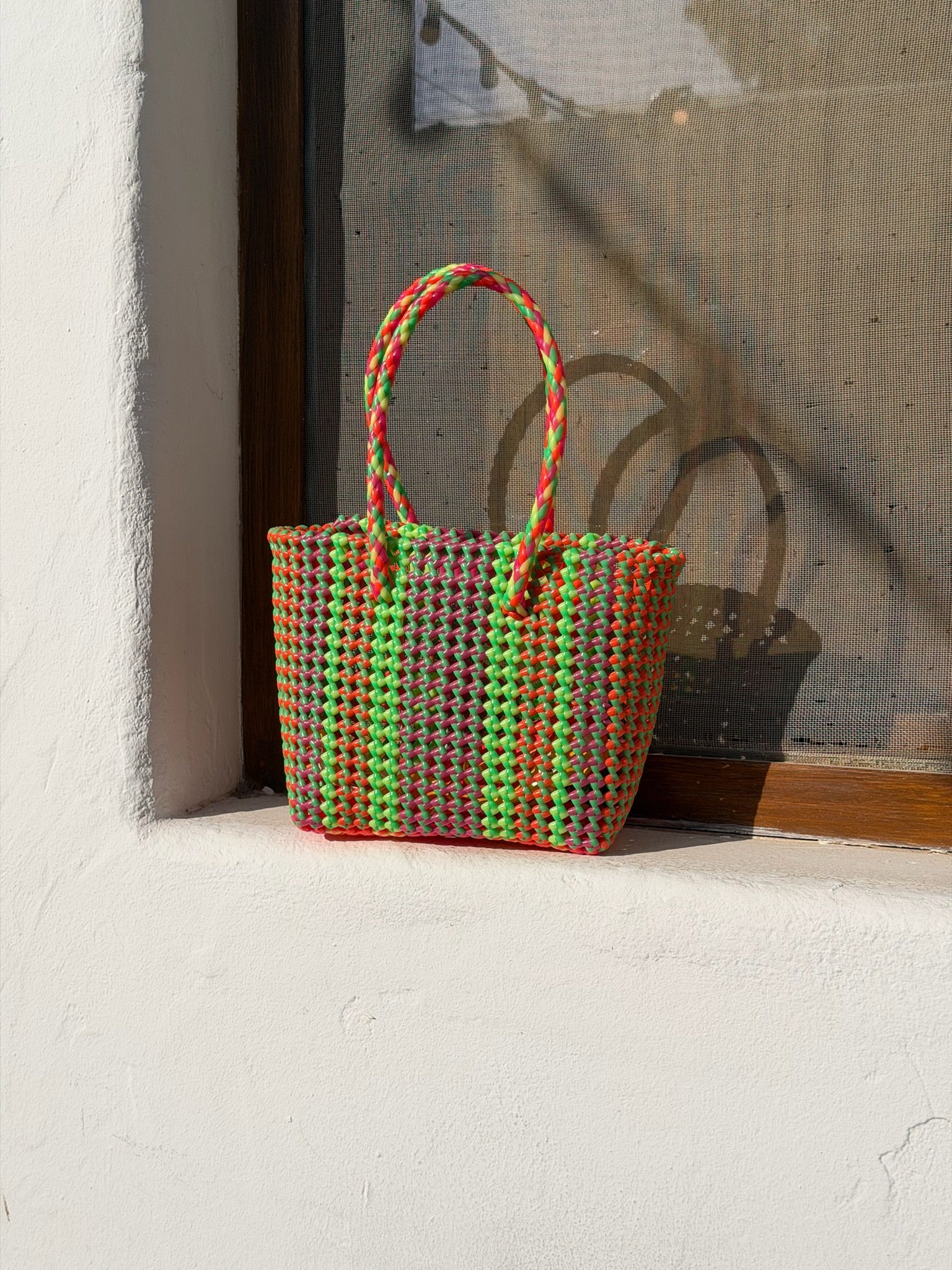 No. 248S - Hand-braided basket bag - small - multicoloured