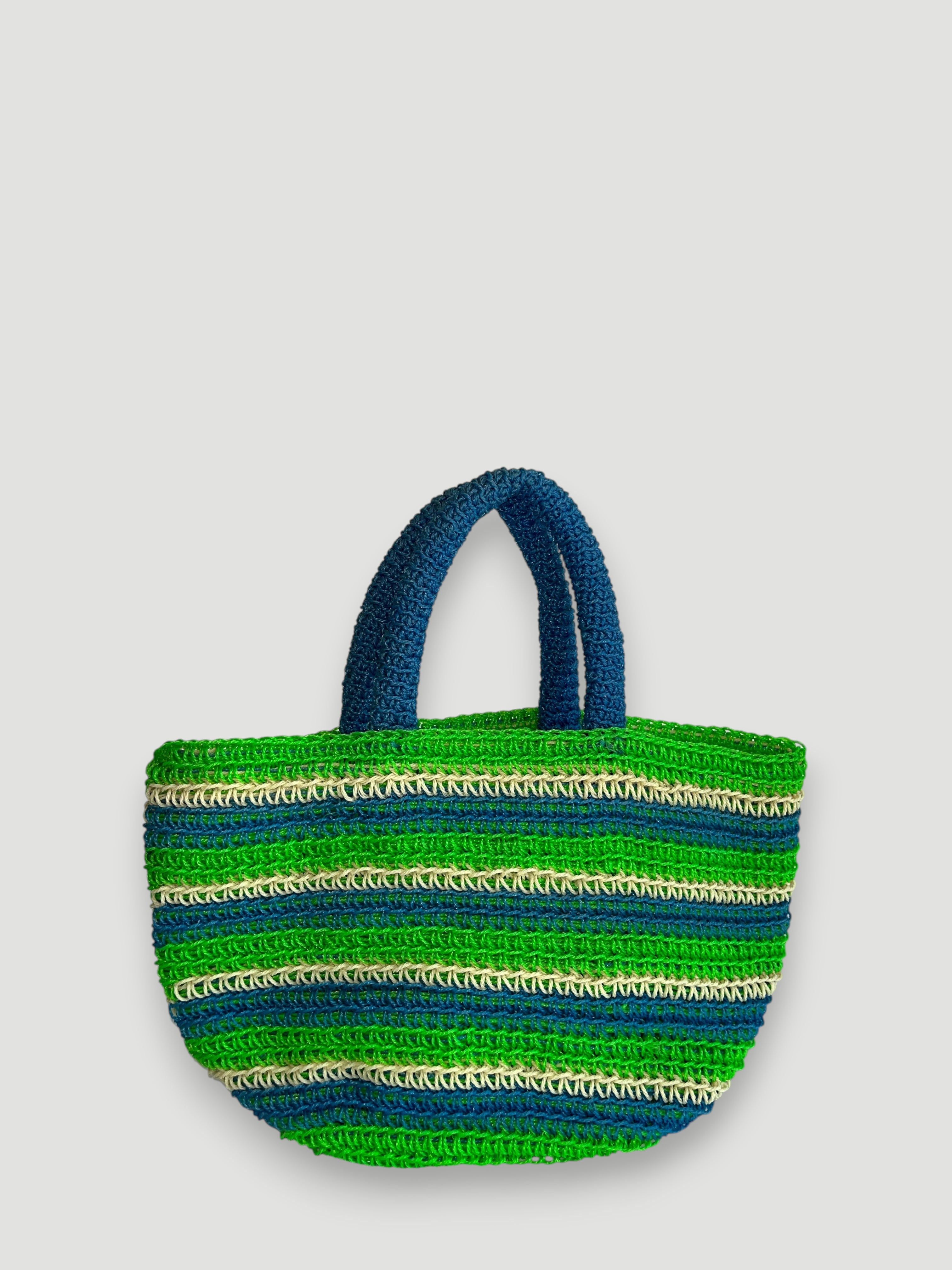 N°21SC - SAC PANIER CROCHET STRIE XS - MINI - multicolors