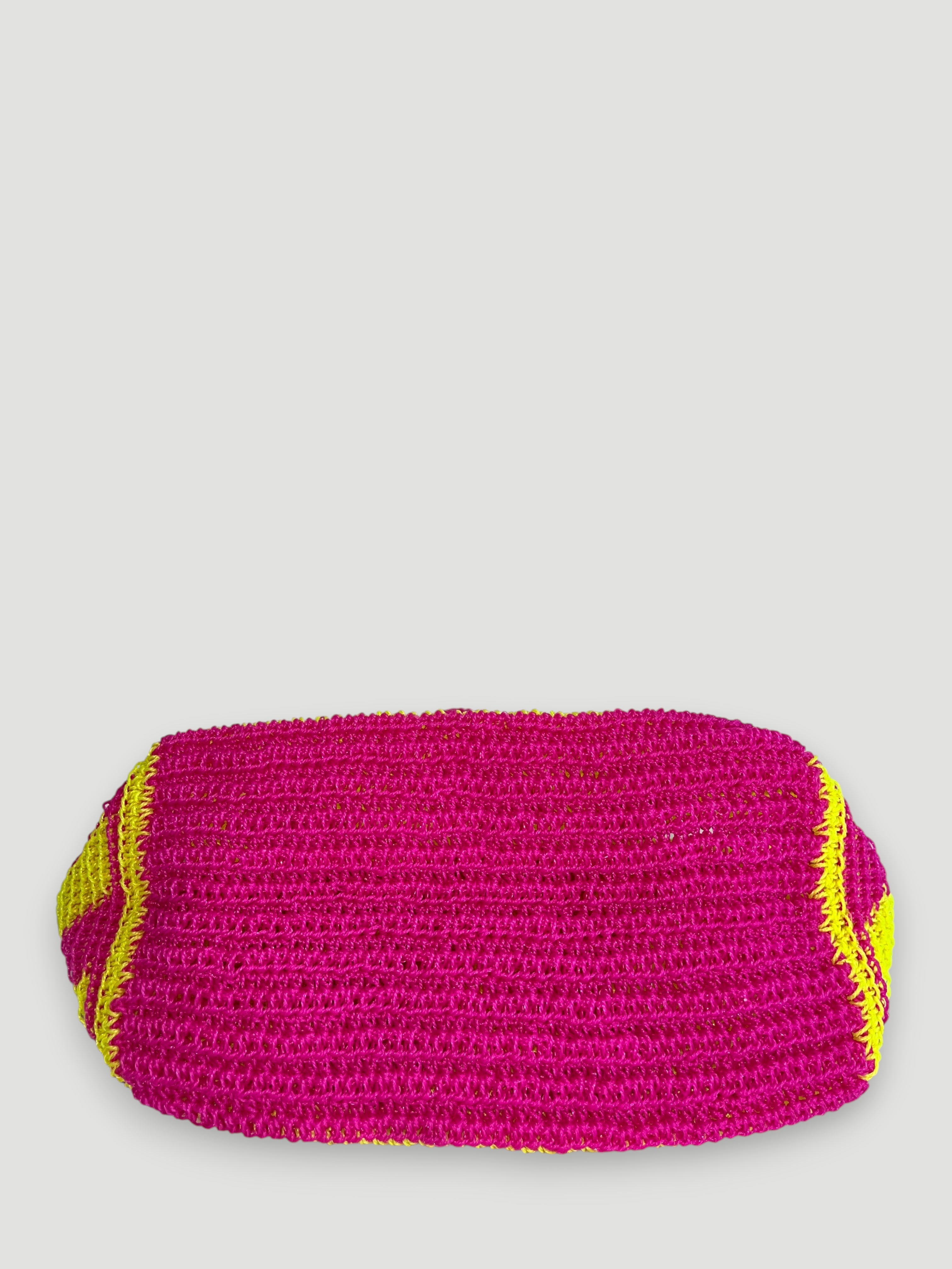 No. 24SC - CROCHET BASKET BAG - LARGE - neon pink & neon yellow