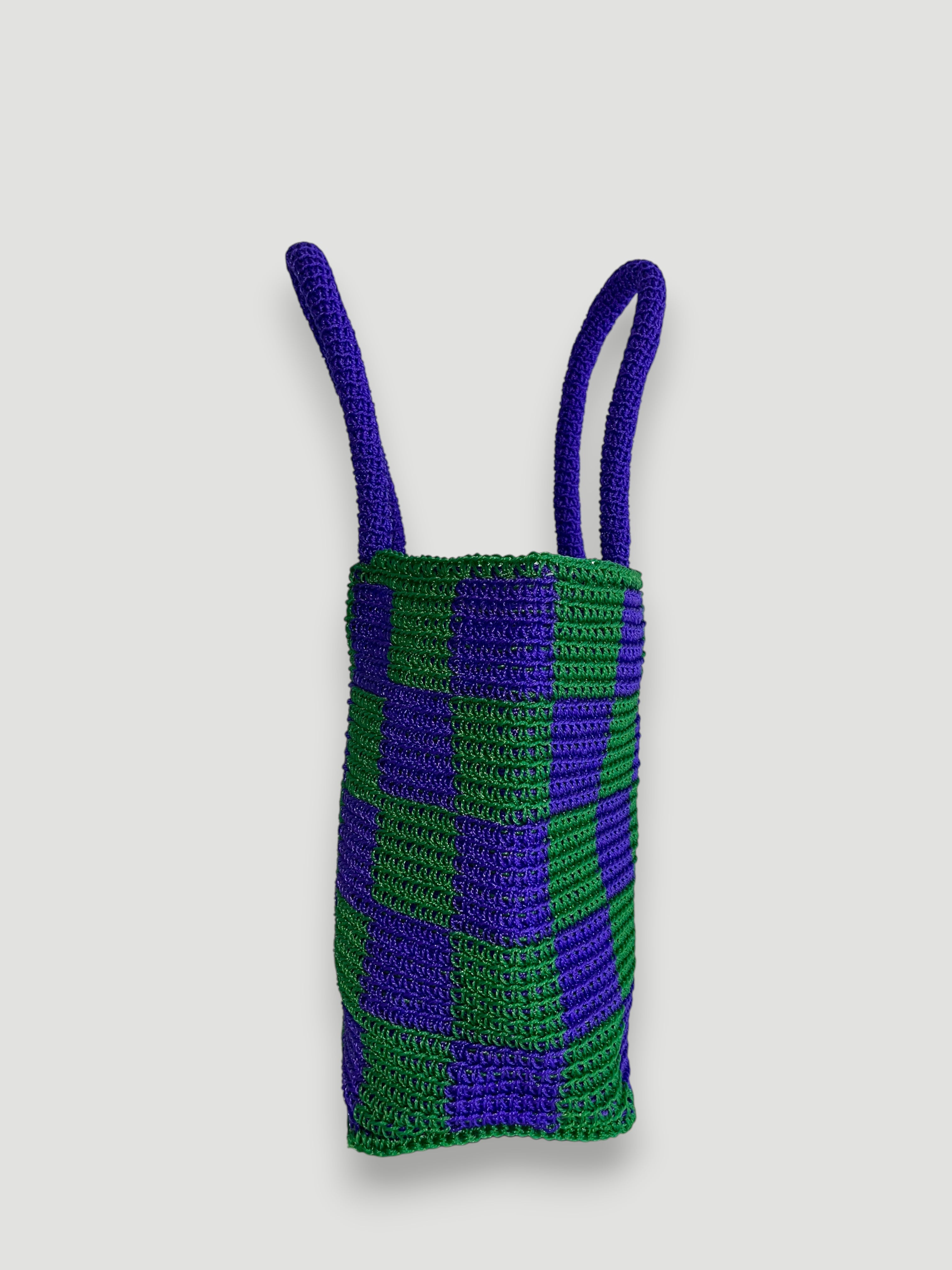 No. 25SC - CROCHET BASKET BAG - Large - Purple & Dark Blue