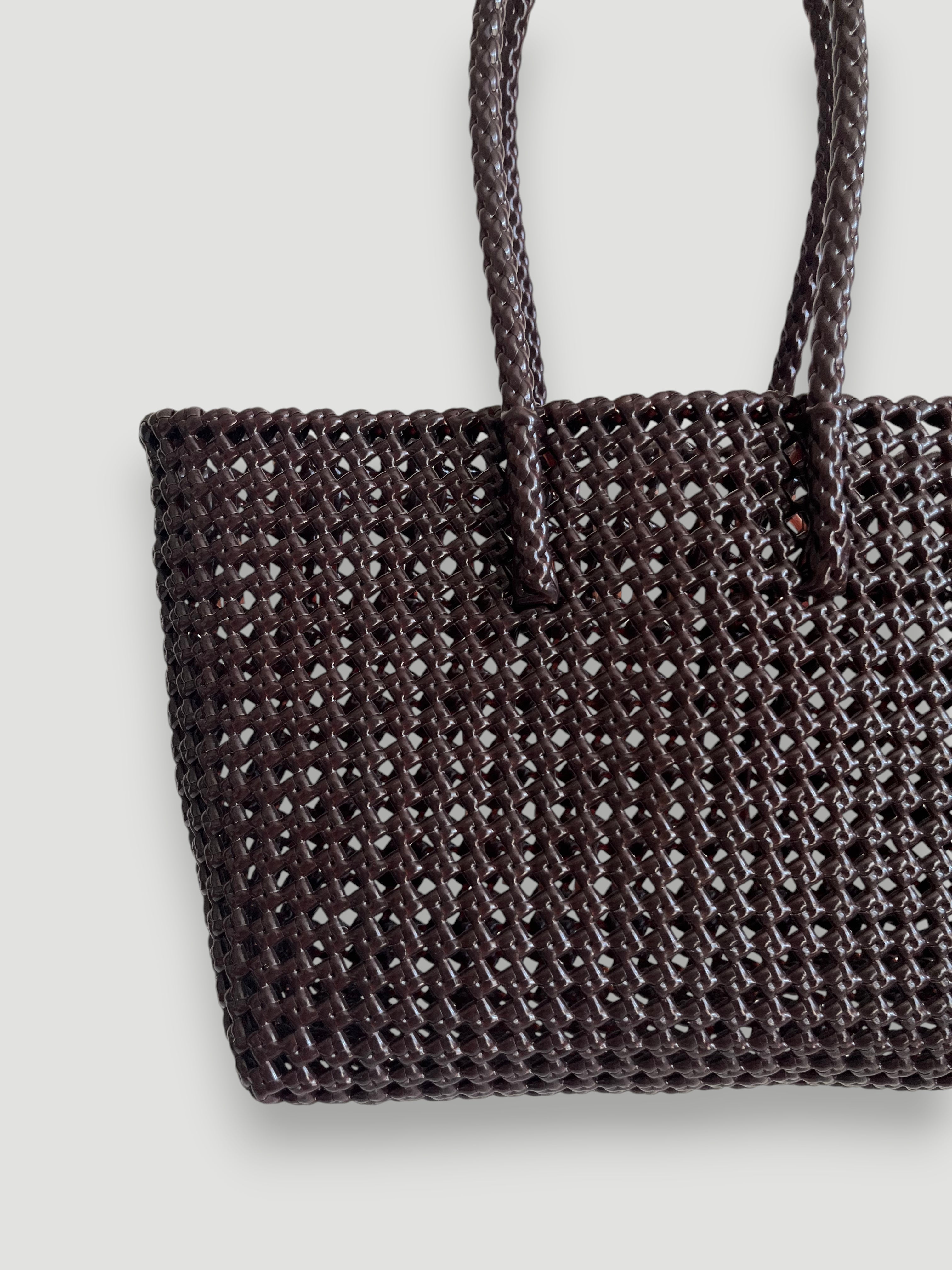 No. 266M - Hand-woven basket bag - medium - brown