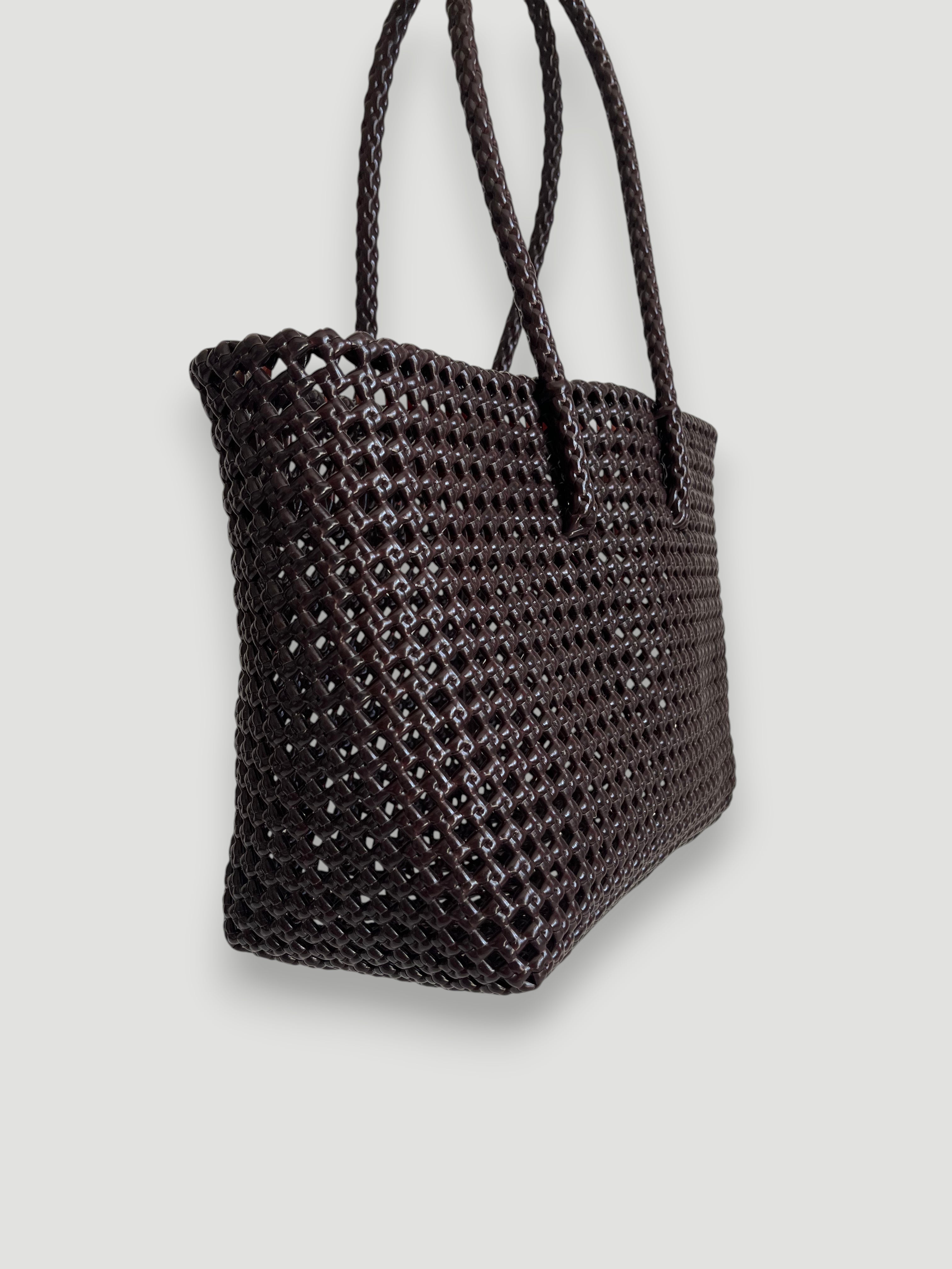 No. 266M - Hand-woven basket bag - medium - brown