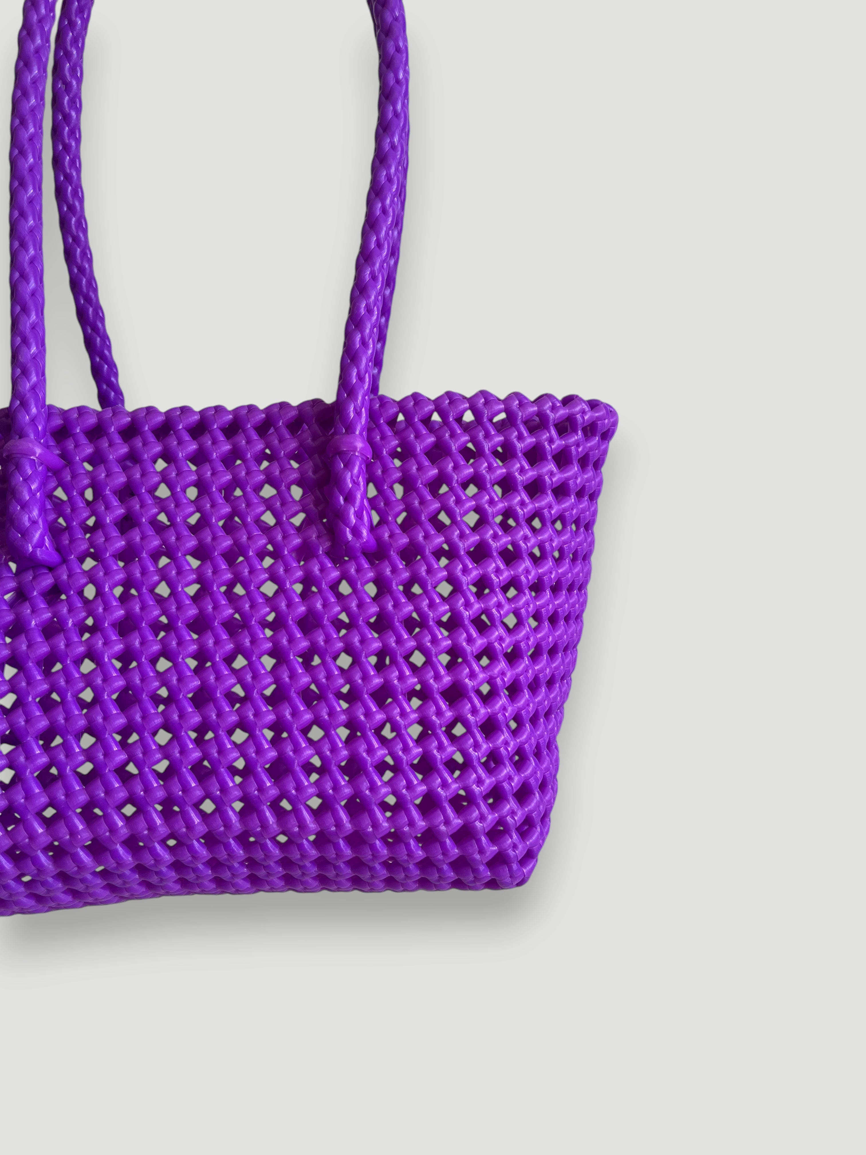 N°44S - SAC PANIER TRESSÉ MAIN - PETIT - violet