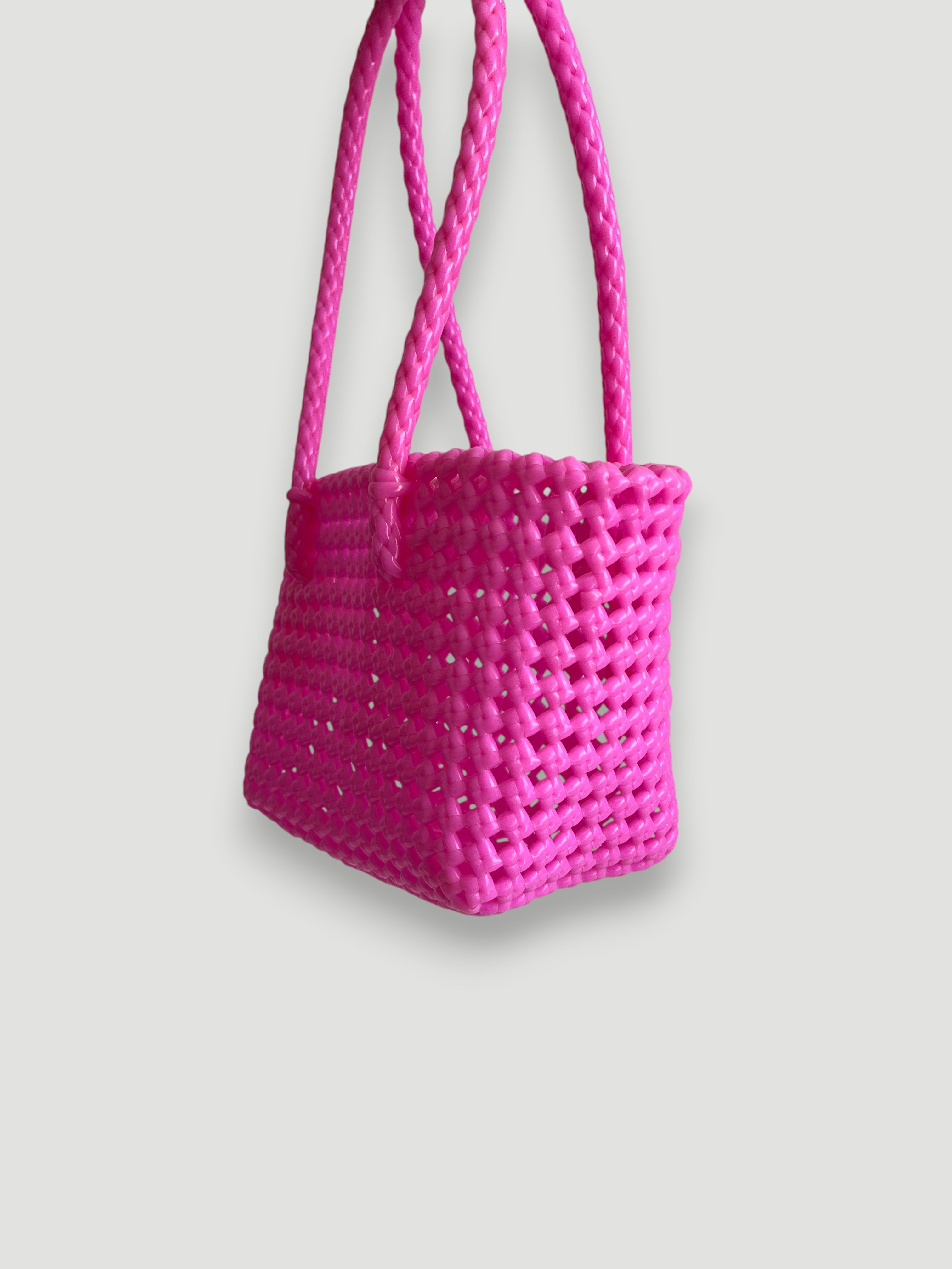 N°39XS - SAC PANIER TRESSÉ MAIN - MINI - rose clair
