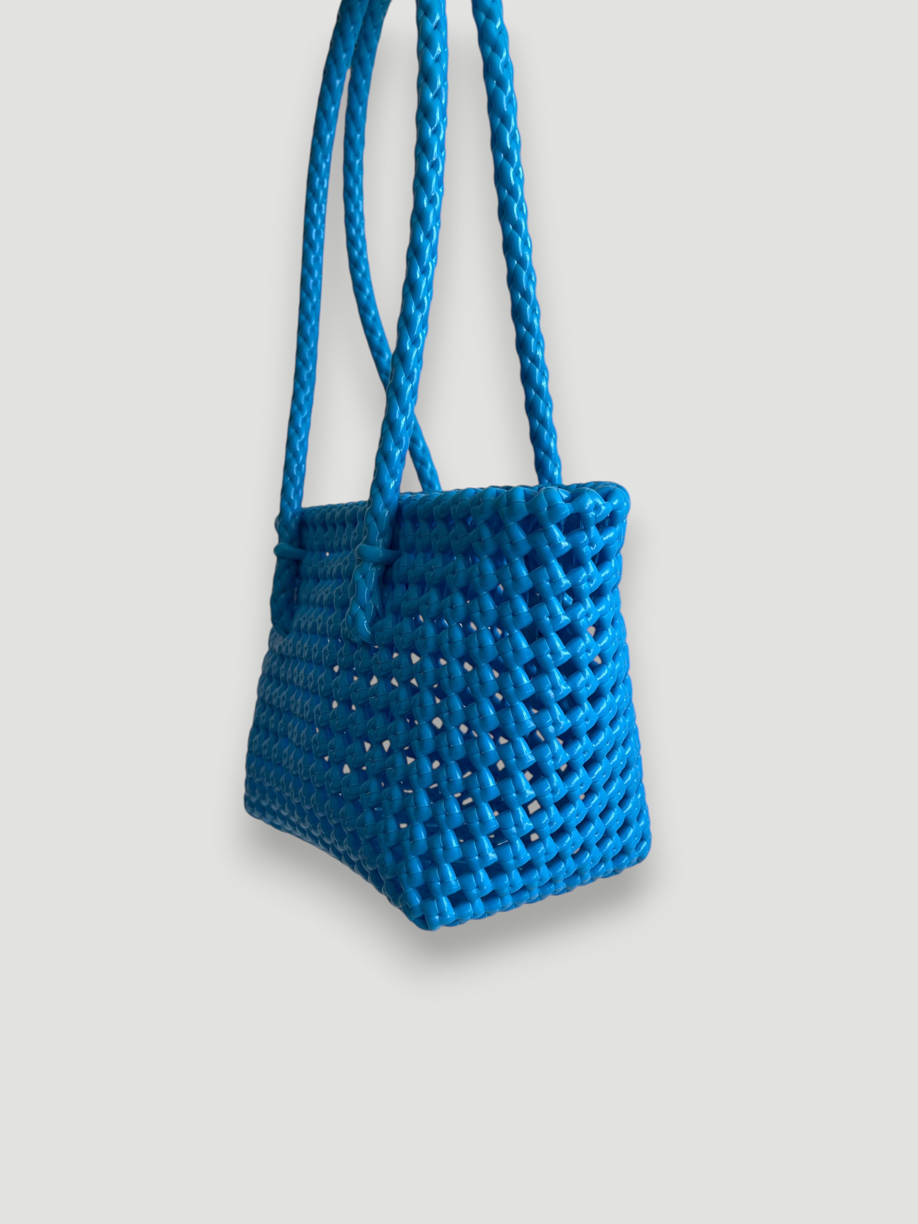 N°42XS - SAC PANIER TRESSÉ MAIN - MINI - bleu clair