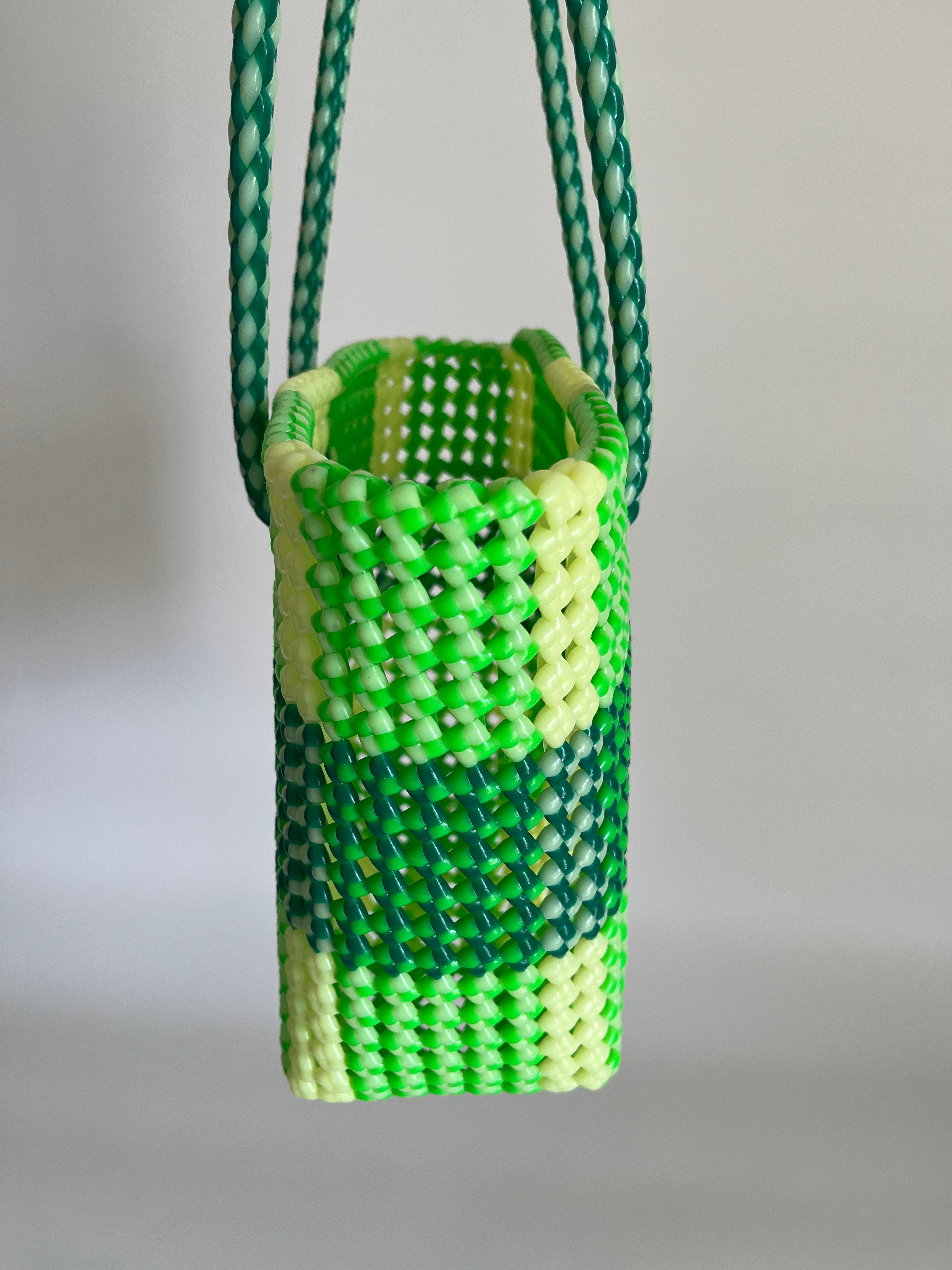 N°246S - SAC PANIER TRESSÉ MAIN - PETIT - multicolors