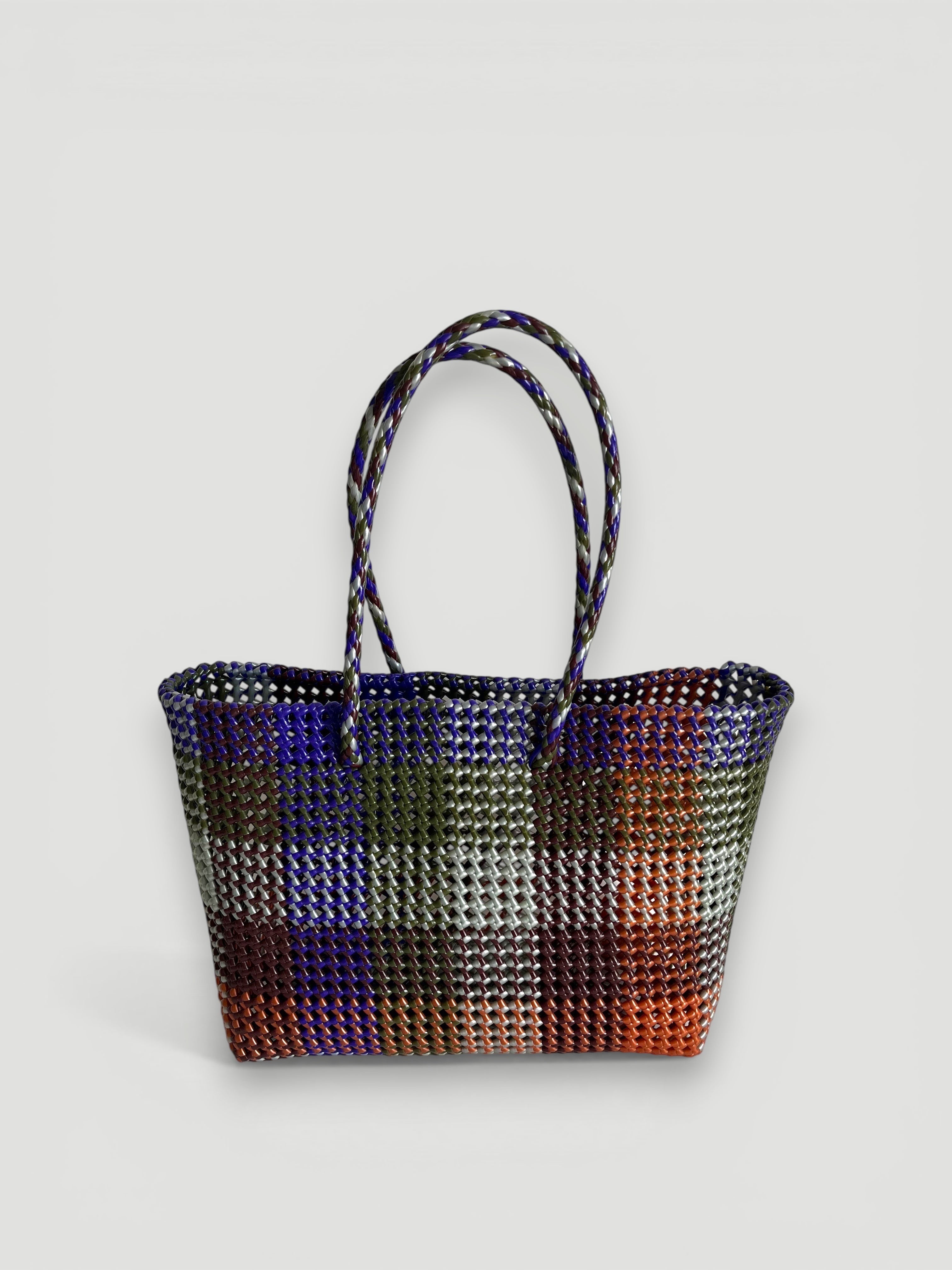 N°486L - SAC PANIER TRESSÉ MAIN - GRAND - multicolors