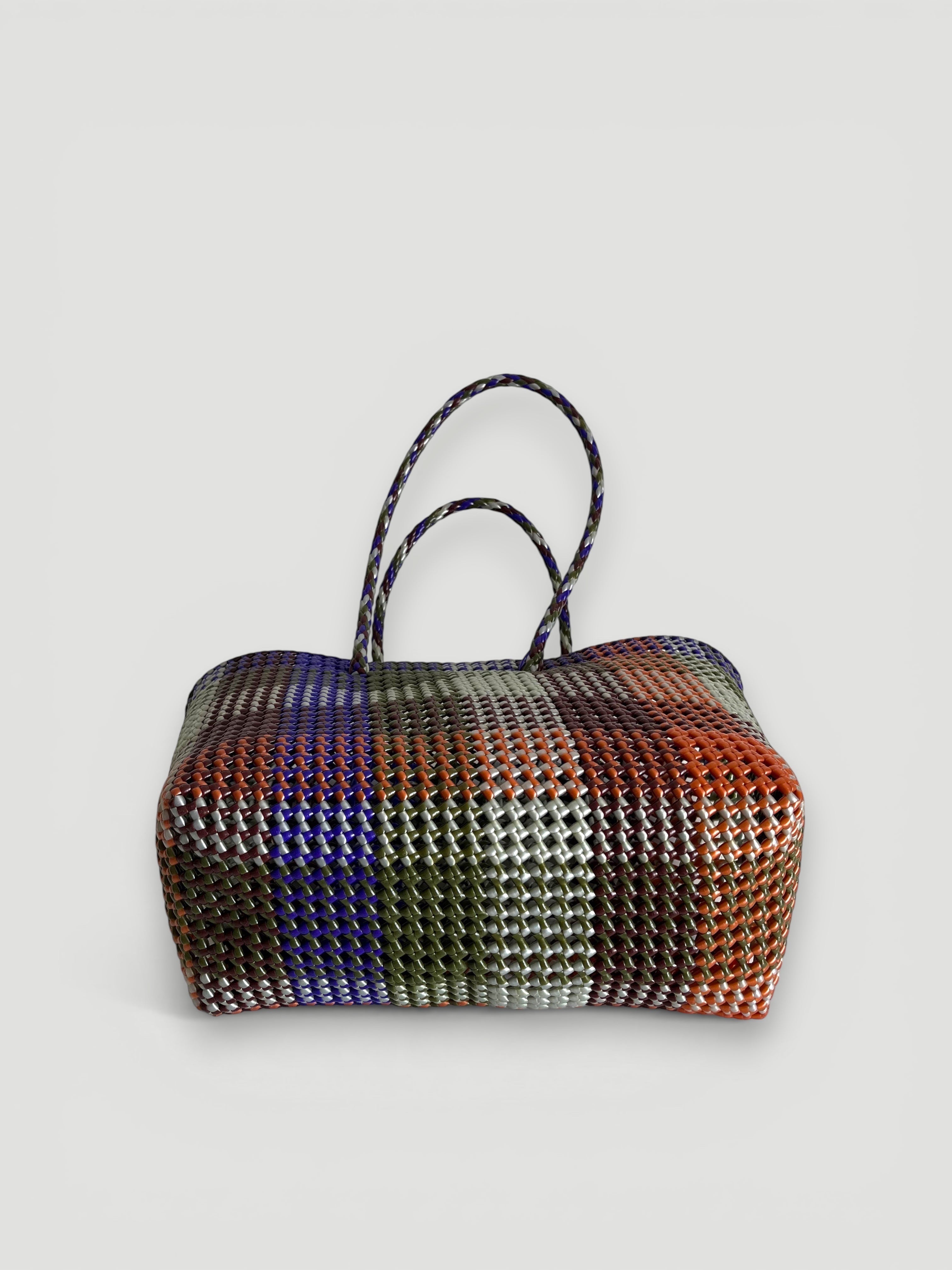 N°486L - SAC PANIER TRESSÉ MAIN - GRAND - multicolors