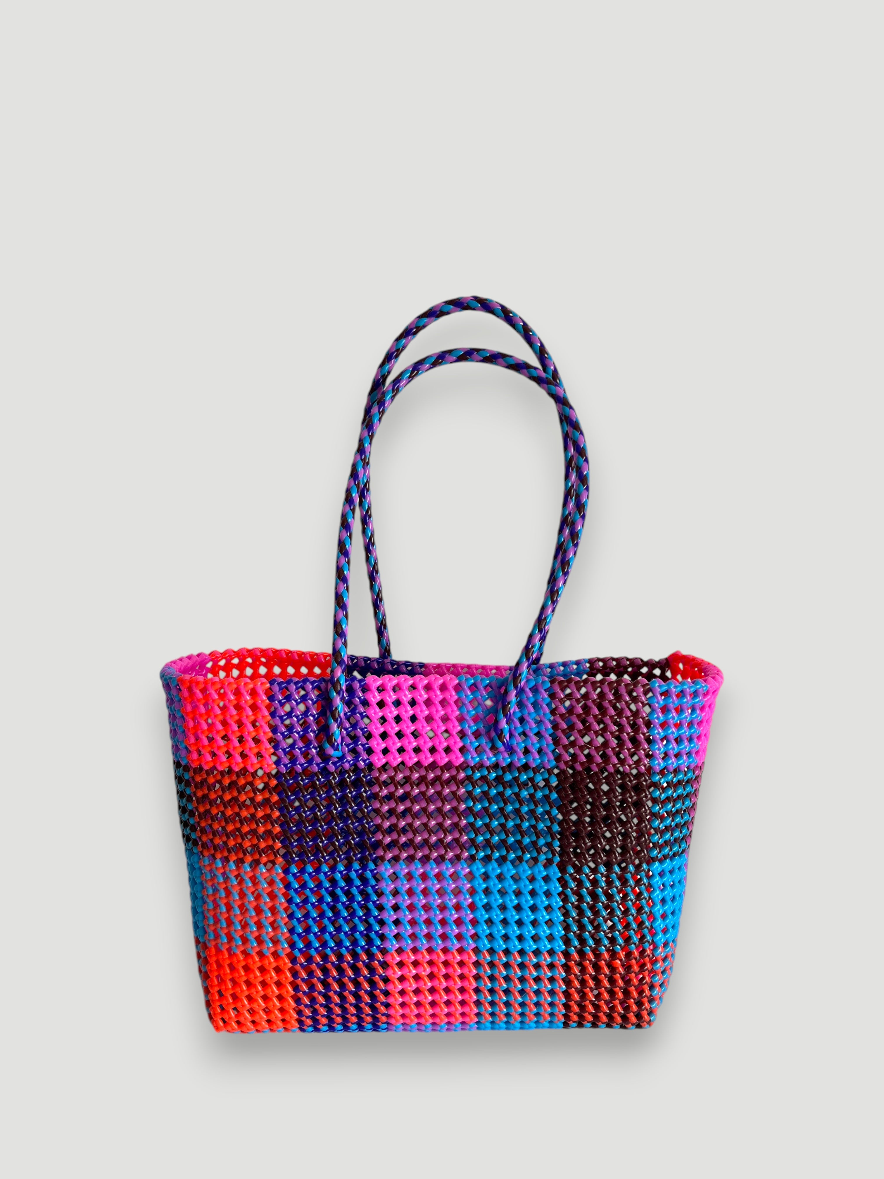 N°485L - SAC PANIER TRESSÉ MAIN - GRAND - multicolors