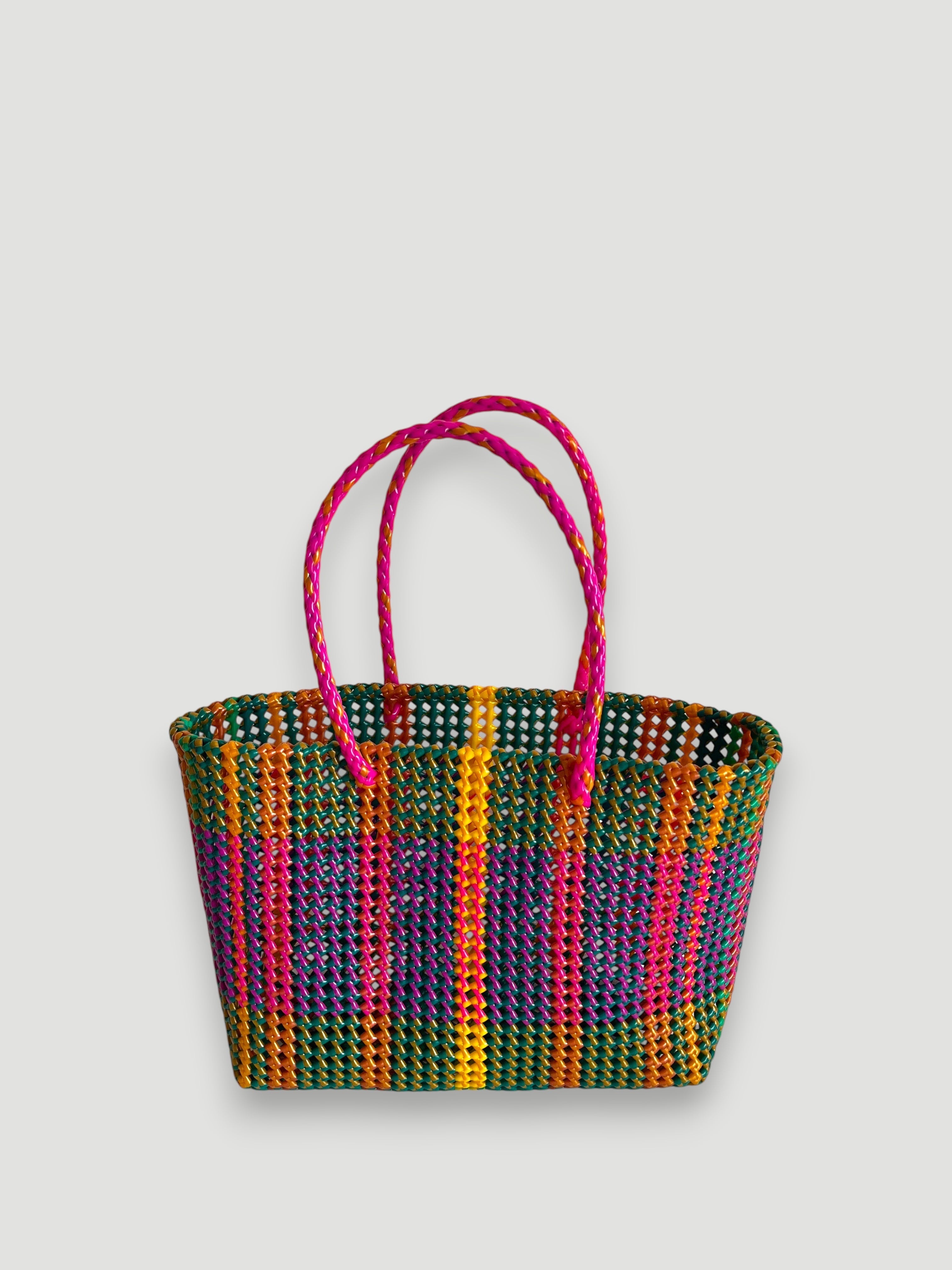 N°484L - SAC PANIER TRESSÉ MAIN - GRAND - multicolors