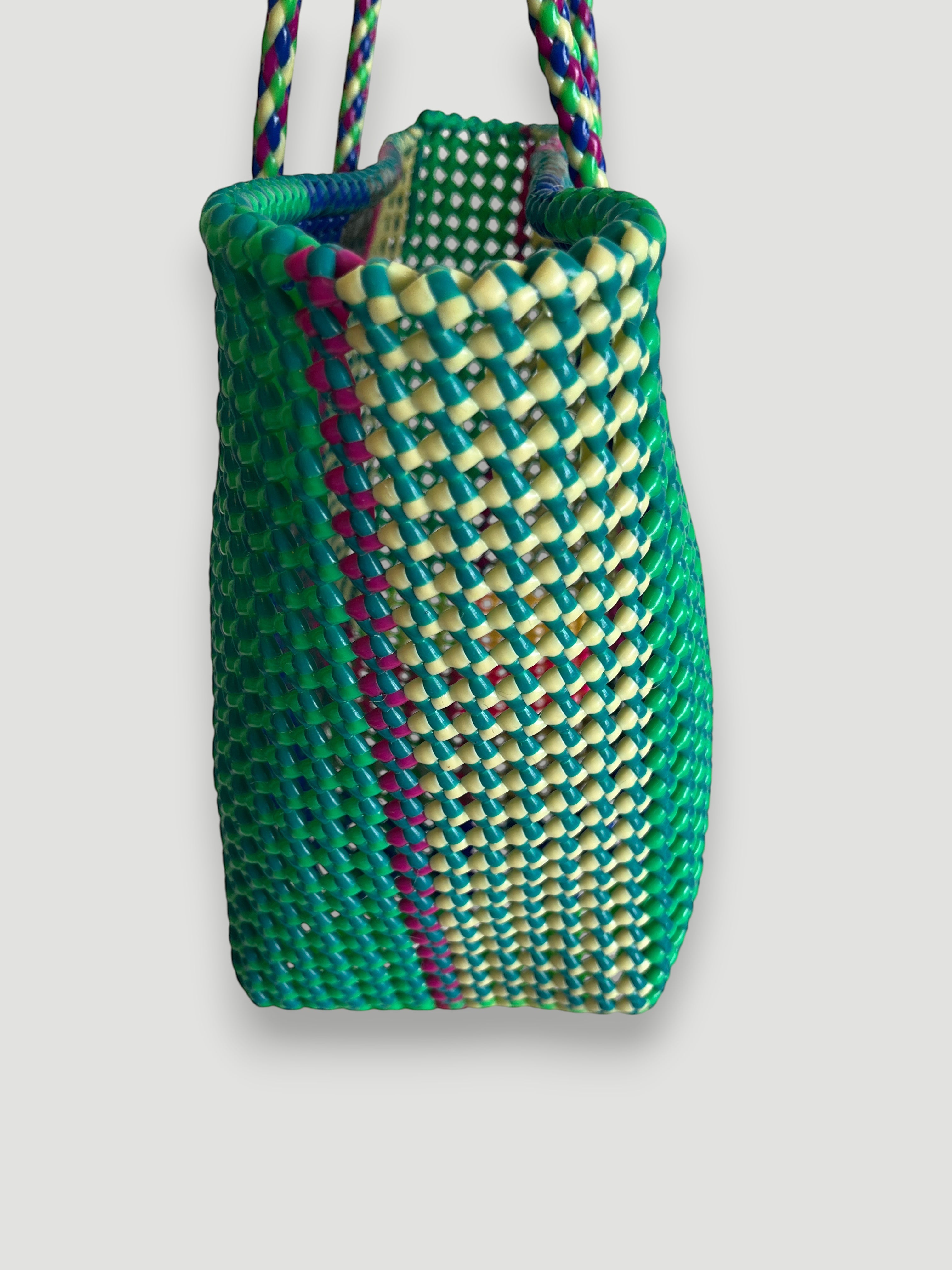 N°477L - SAC PANIER TRESSÉ MAIN - GRAND - multicolors